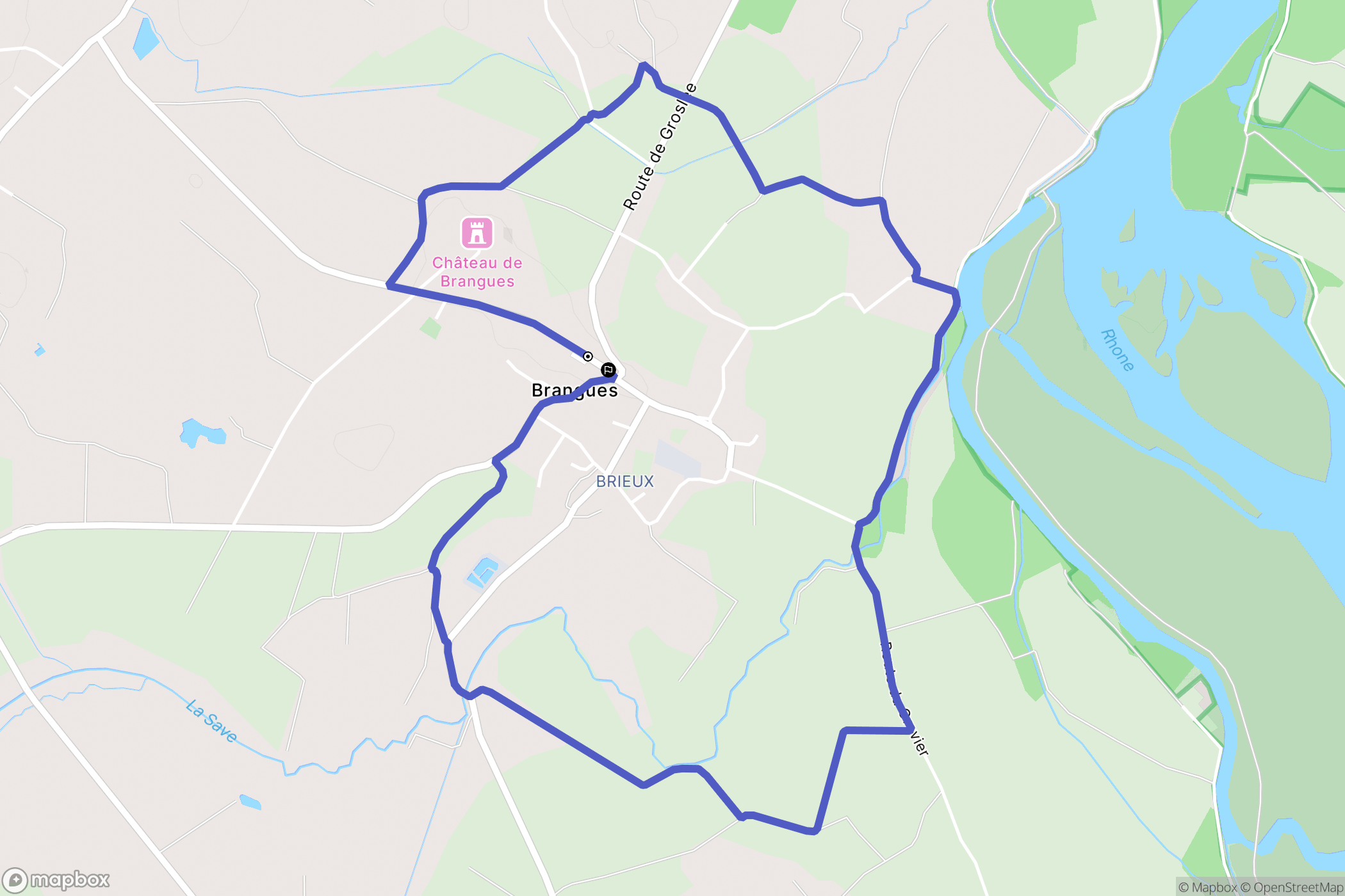 Brangues : carte du parcours de randonnée - France