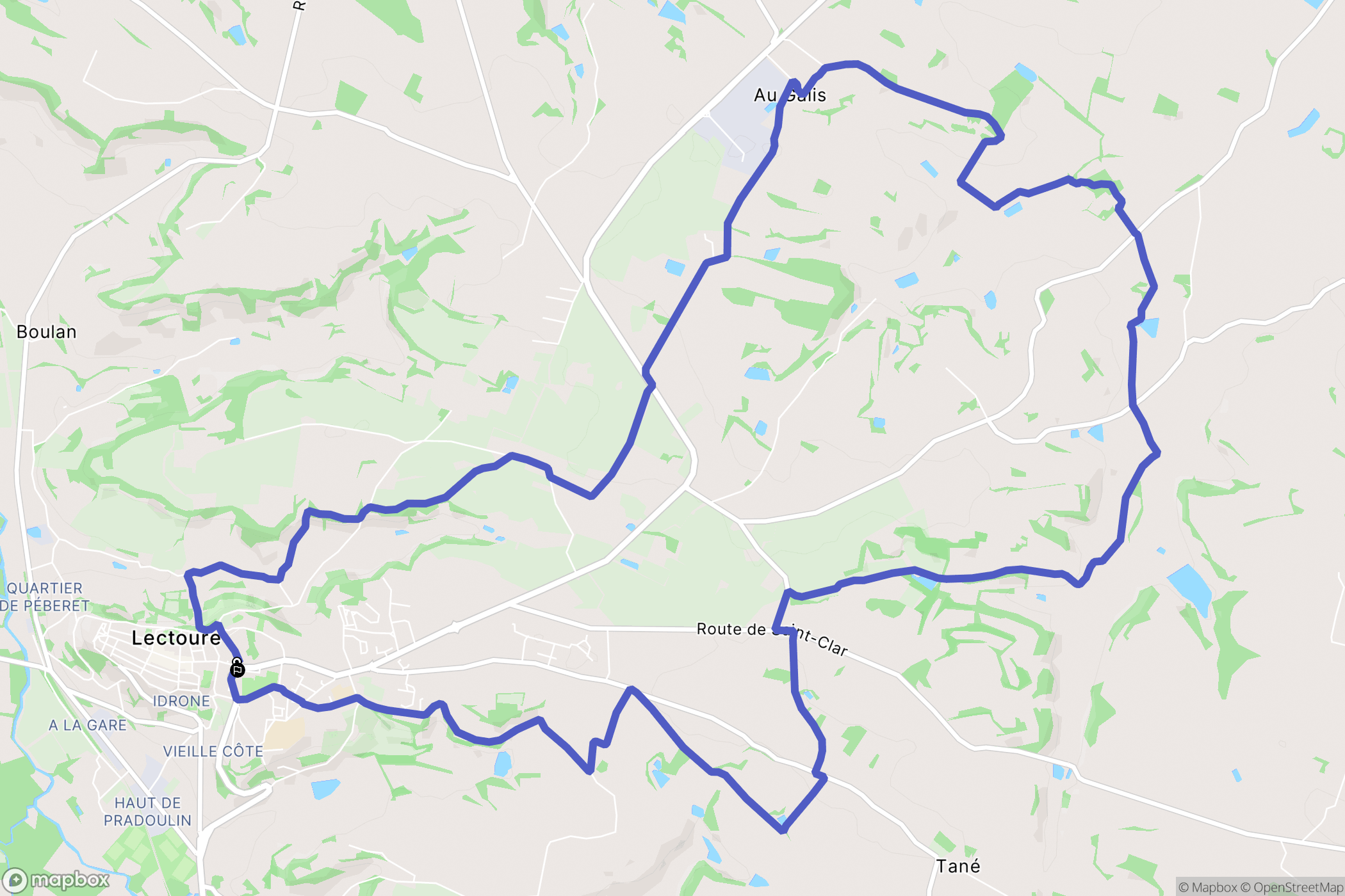 Lectoure : carte du parcours de randonnée - France