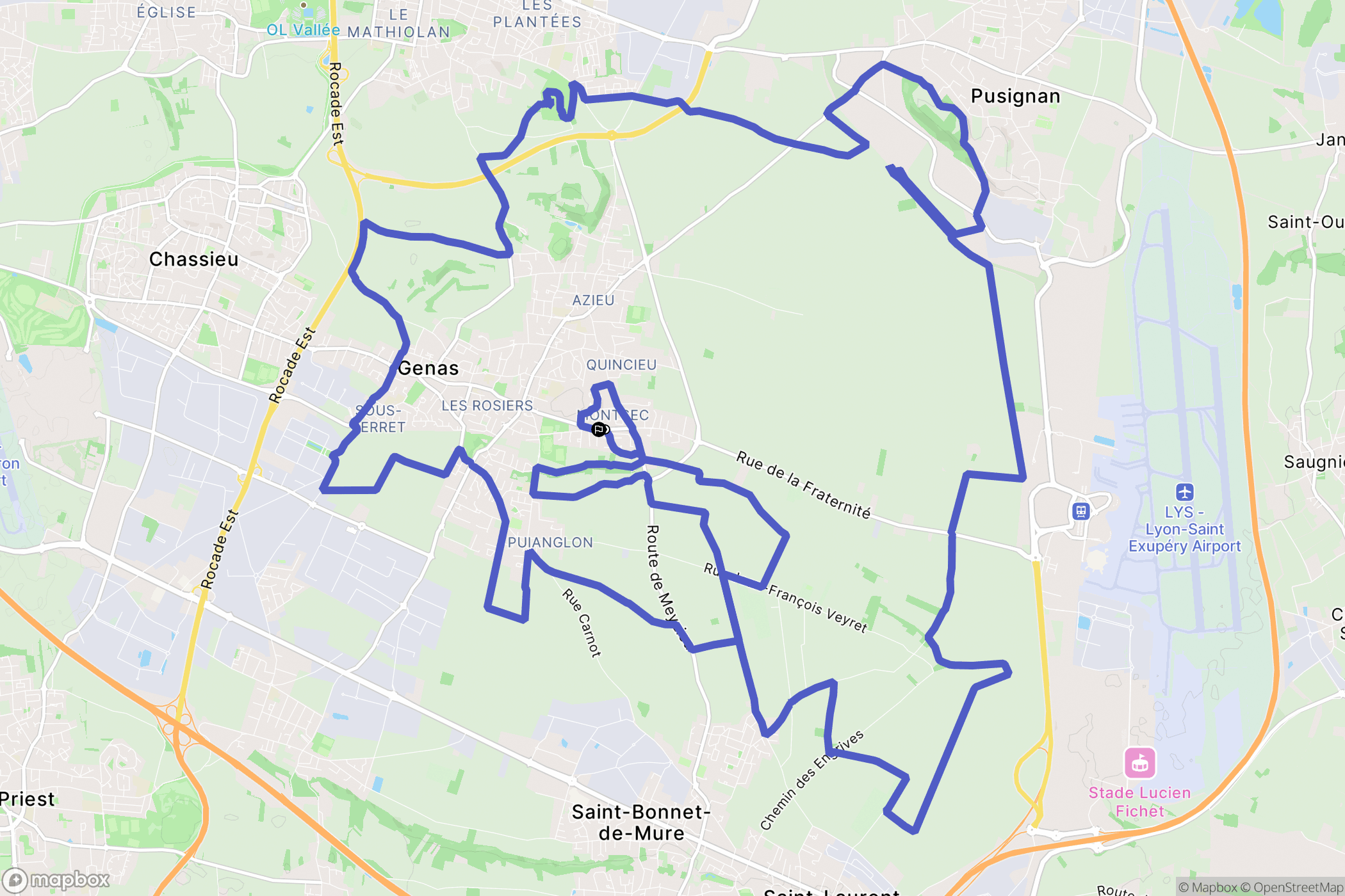 Genas : carte du parcours de randonnée - France