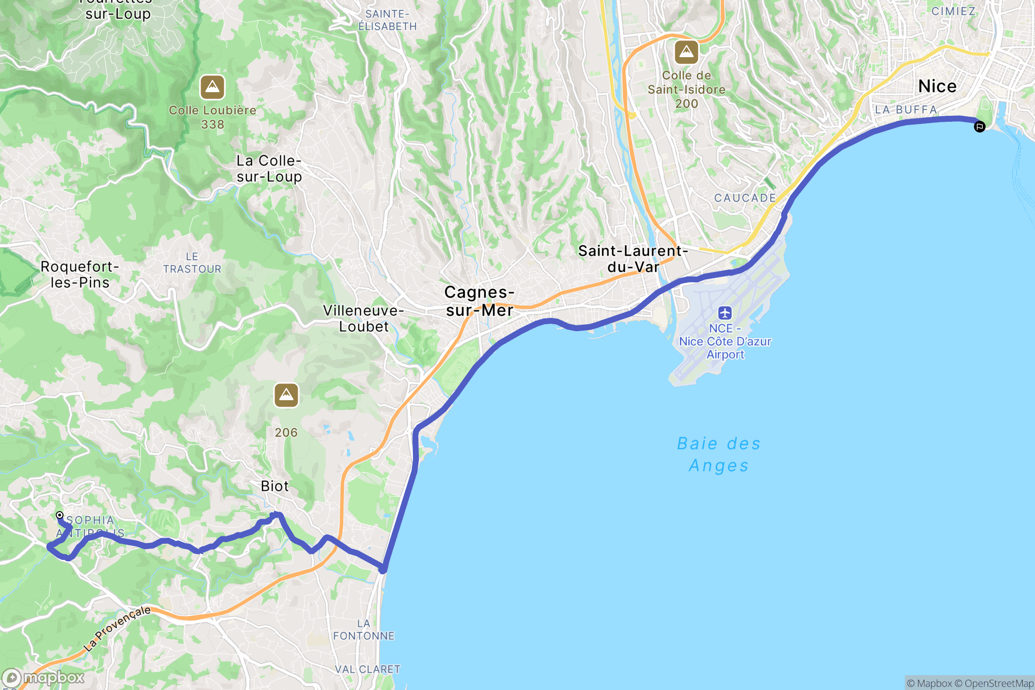 Valbonne : carte du parcours de randonnée - France