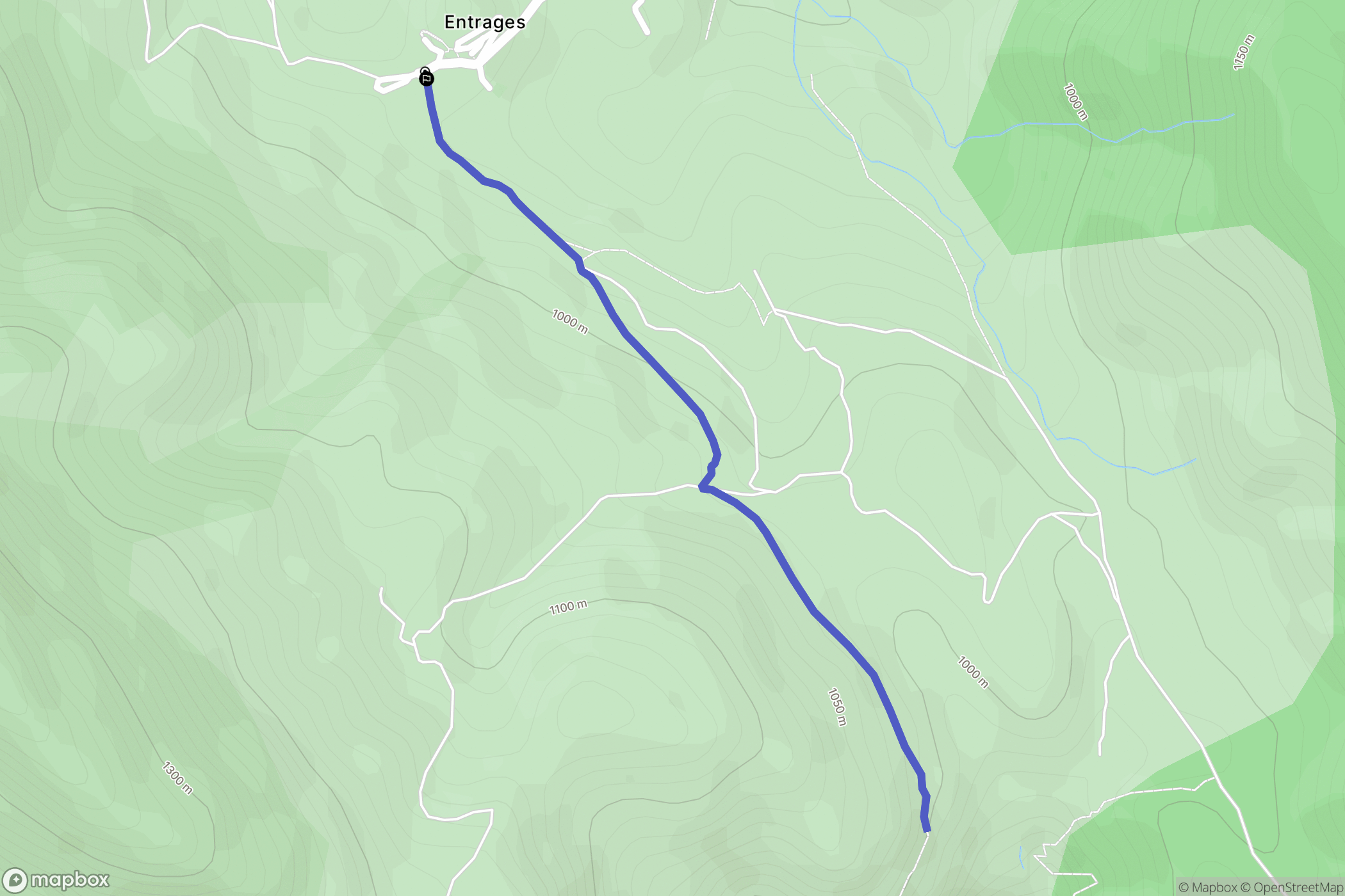 Entrages : carte du parcours de randonnée - France
