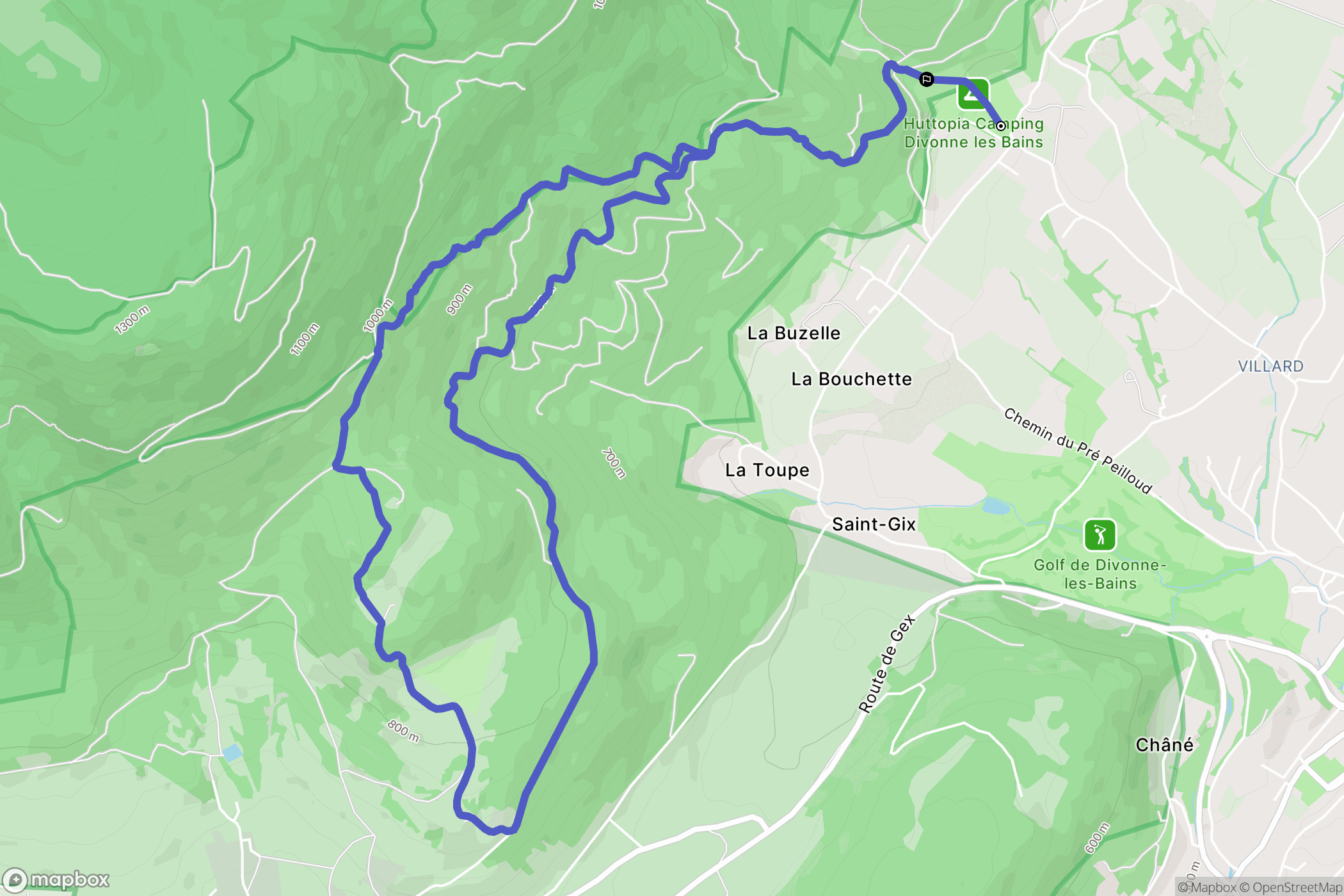 Divonne-les-Bains : carte du parcours de randonnée - France