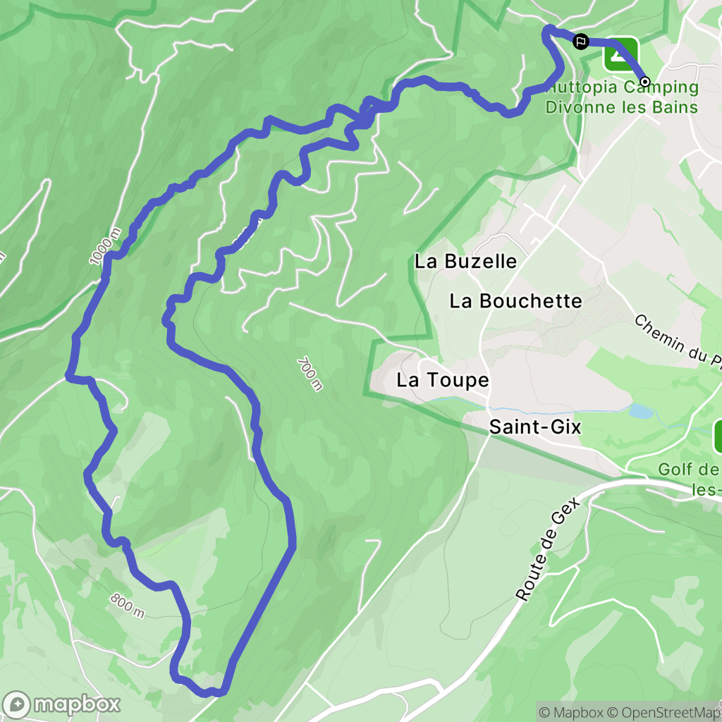 Divonne-les-Bains : carte du parcours de randonnée - France