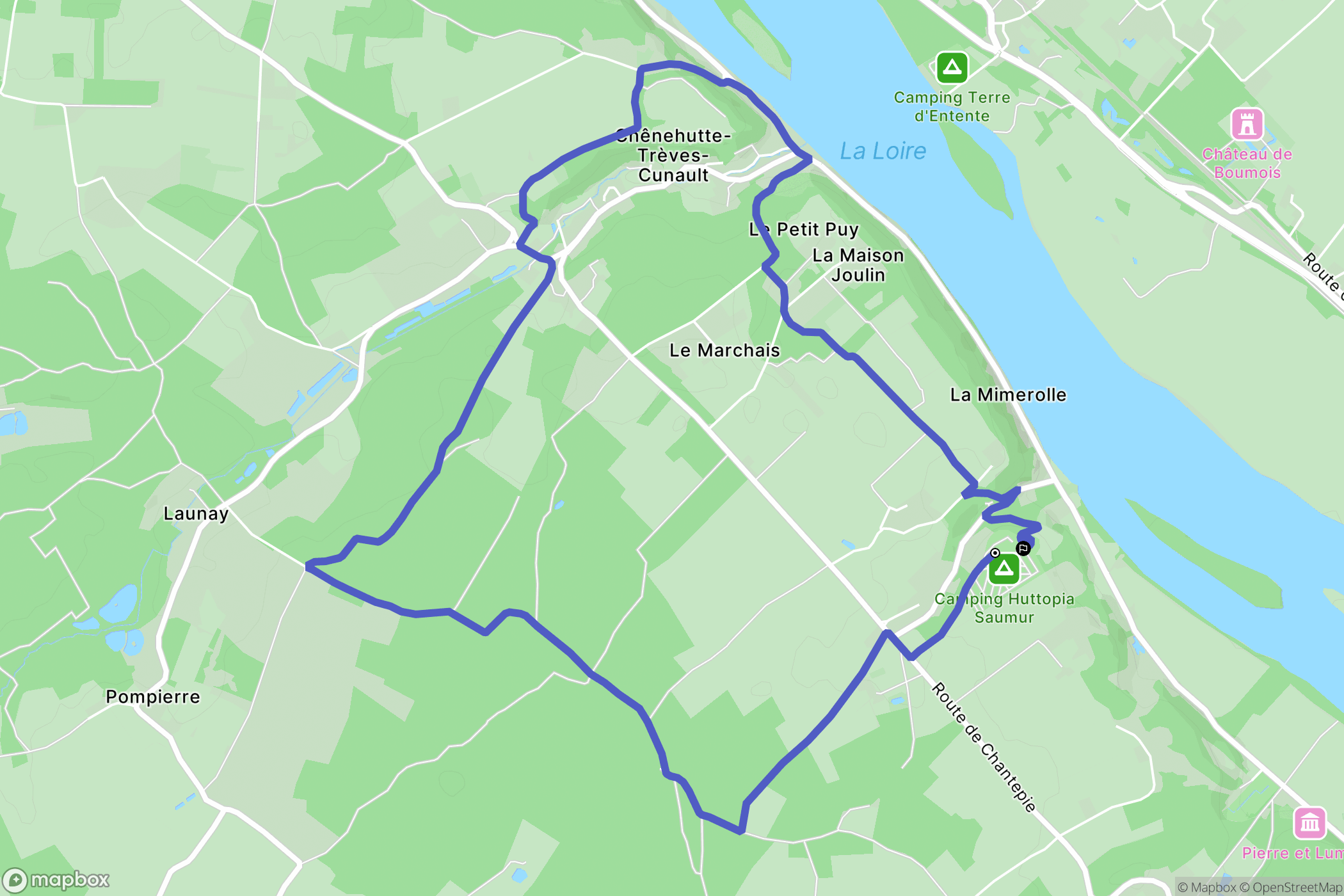 Saumur : carte du parcours de randonnée - France