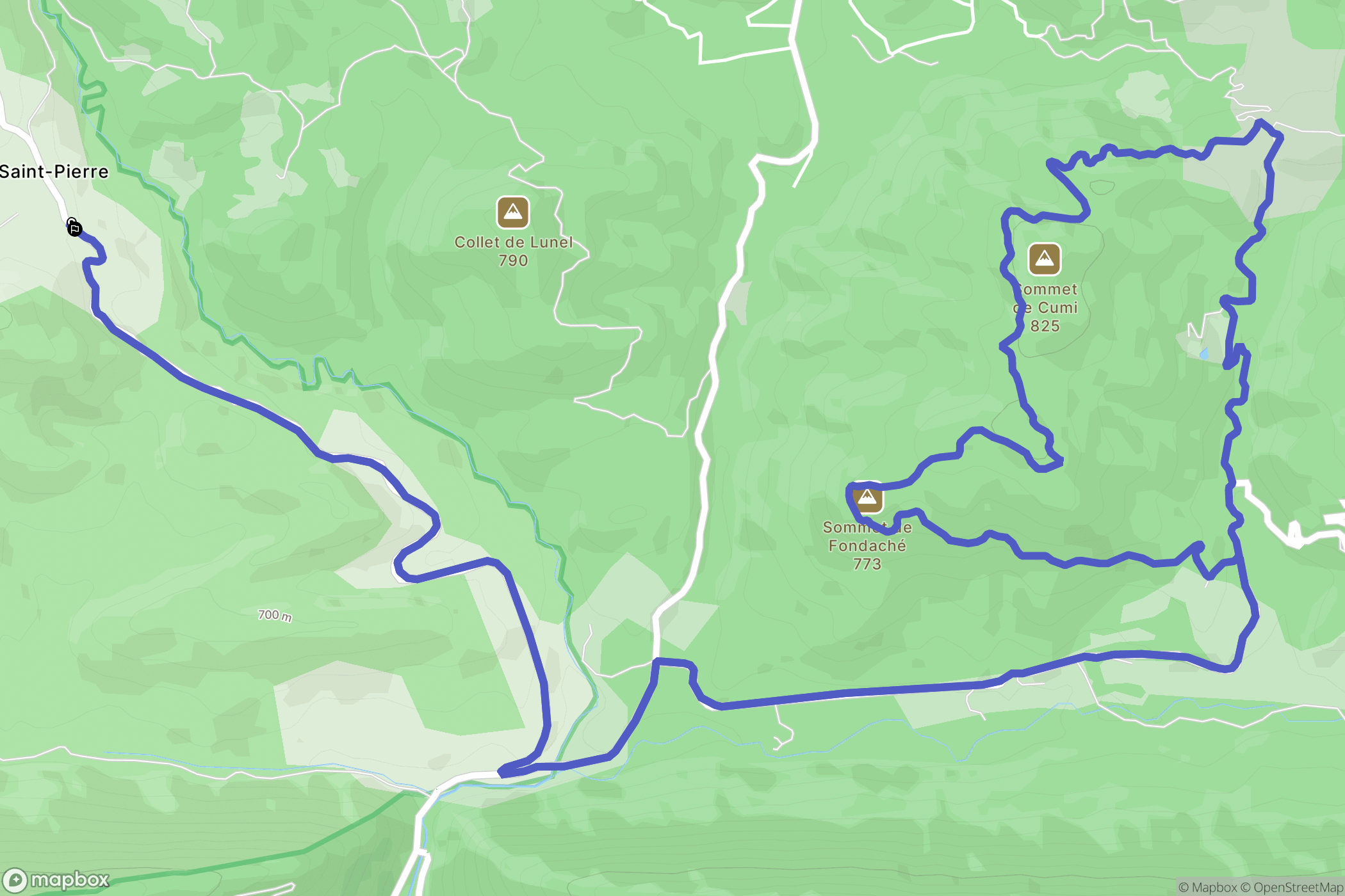 Saint-Pierre : carte du parcours de randonnée - France