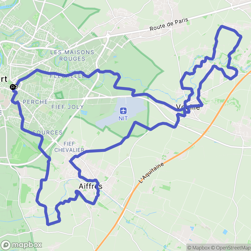Niort : carte du parcours de randonnée - France