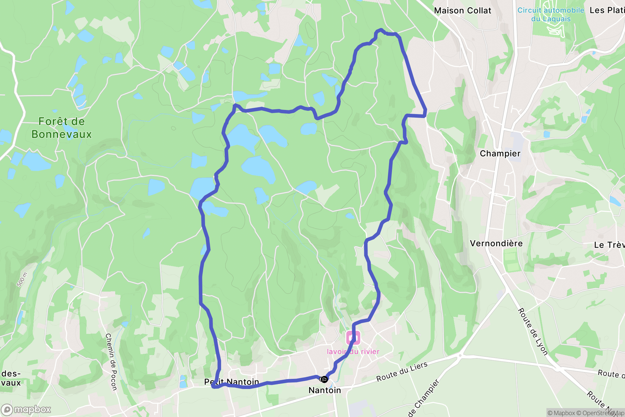 Porte-des-Bonnevaux : carte du parcours de randonnée - France