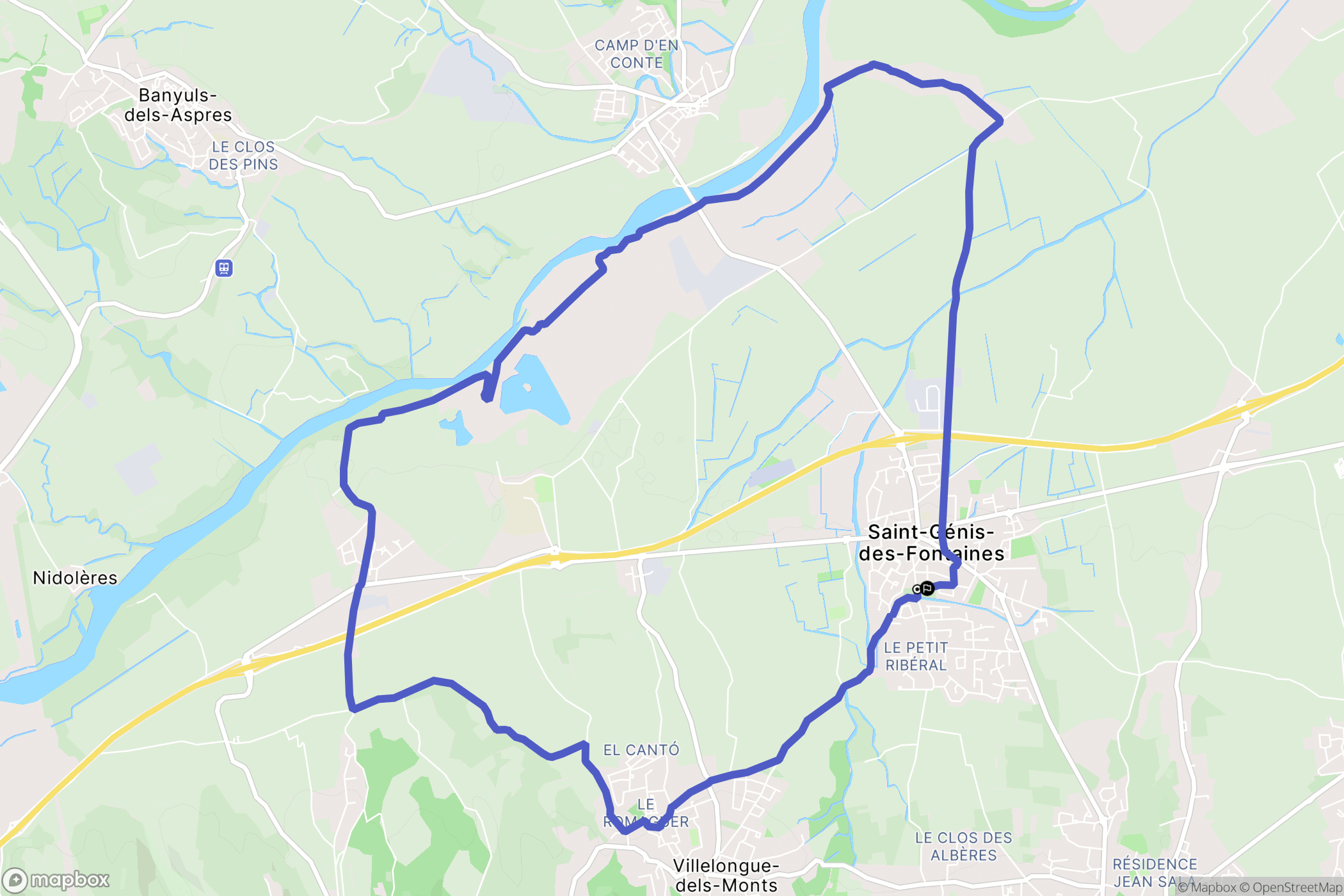 Saint Genis des Fontaines : carte du parcours de randonnée - France