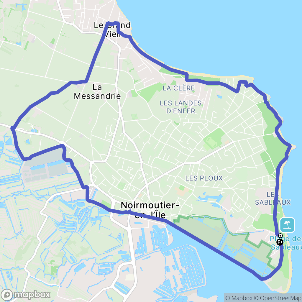 Noirmoutier-en-l'Île : carte du parcours de randonnée - France