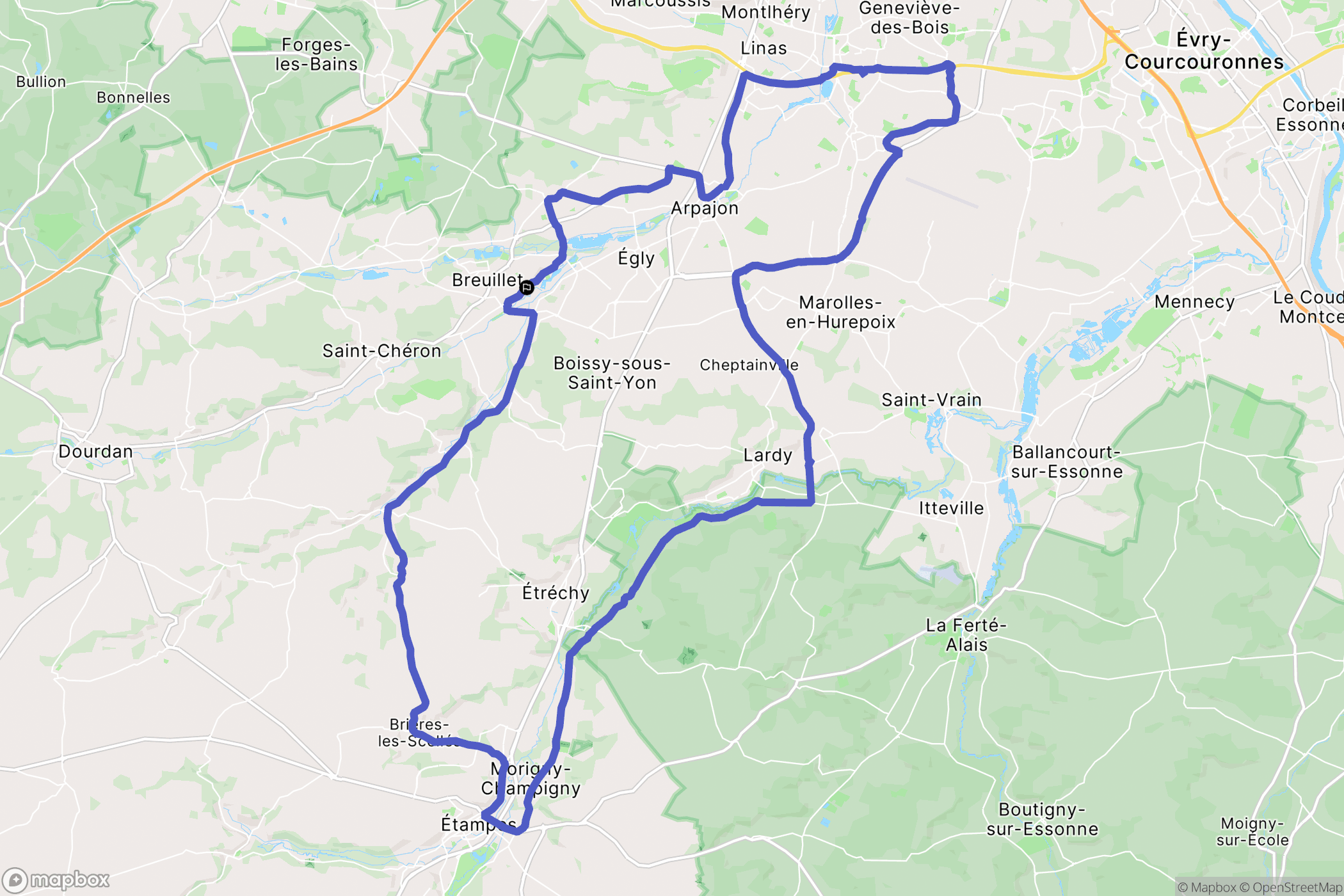 Breuillet : carte du parcours de randonnée - France