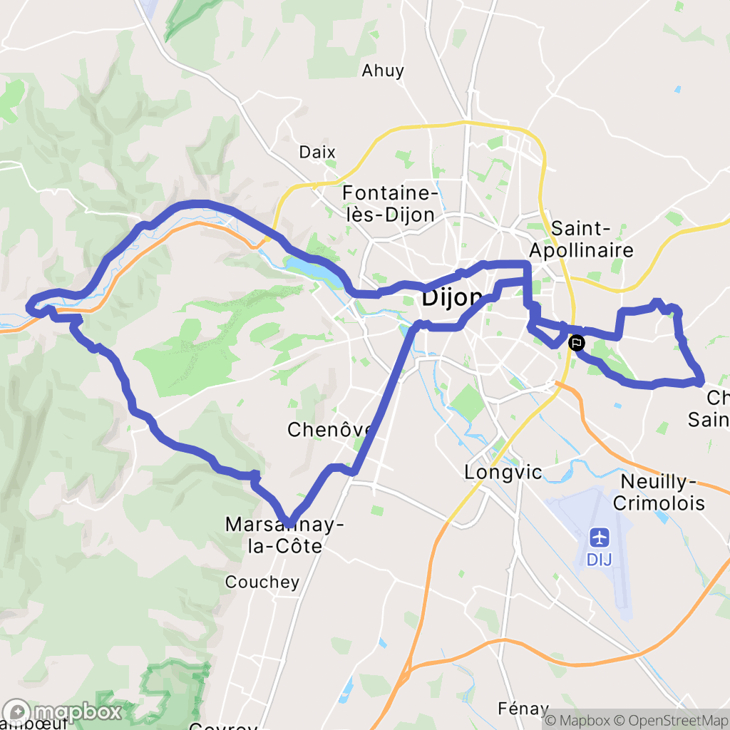 Dijon : carte du parcours de randonnée - France