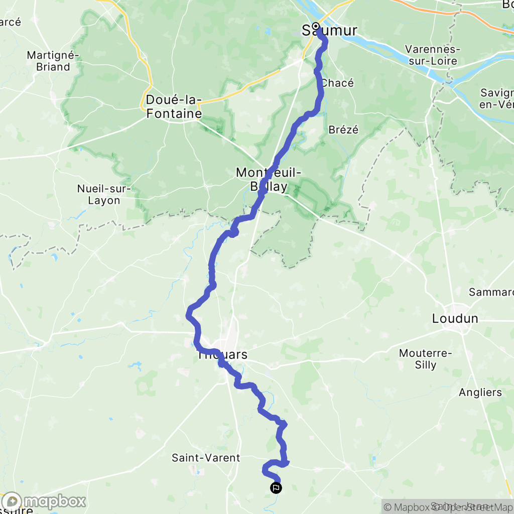 Saumur : carte du parcours de randonnée - France