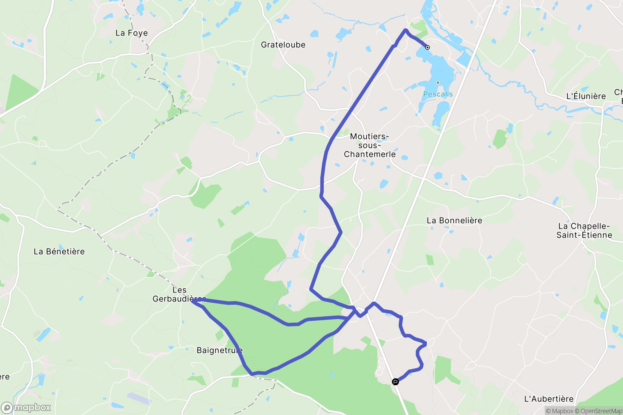 Moncoutant-sur-Sèvre : carte du parcours de randonnée - France