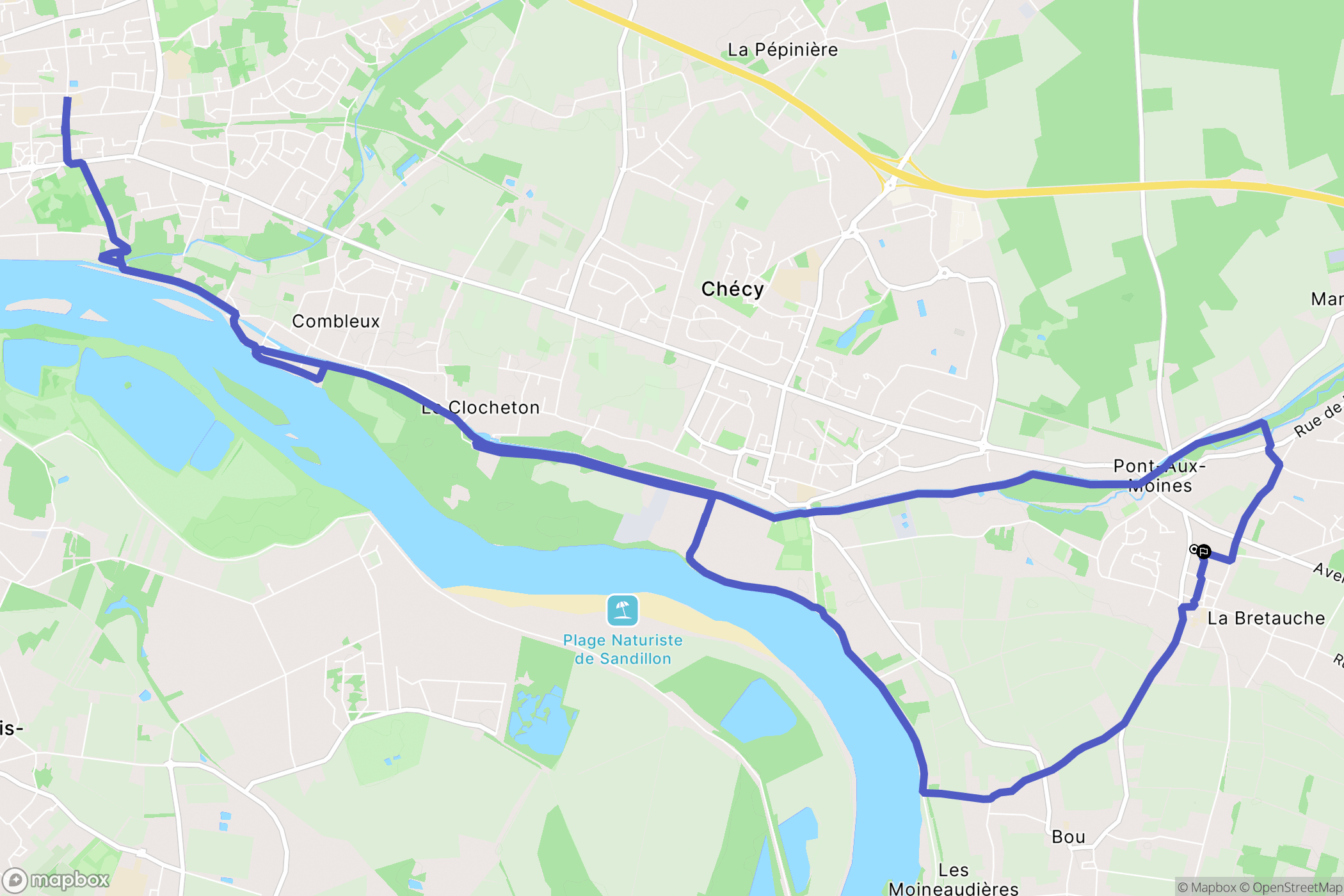 Mardié : carte du parcours de randonnée - France