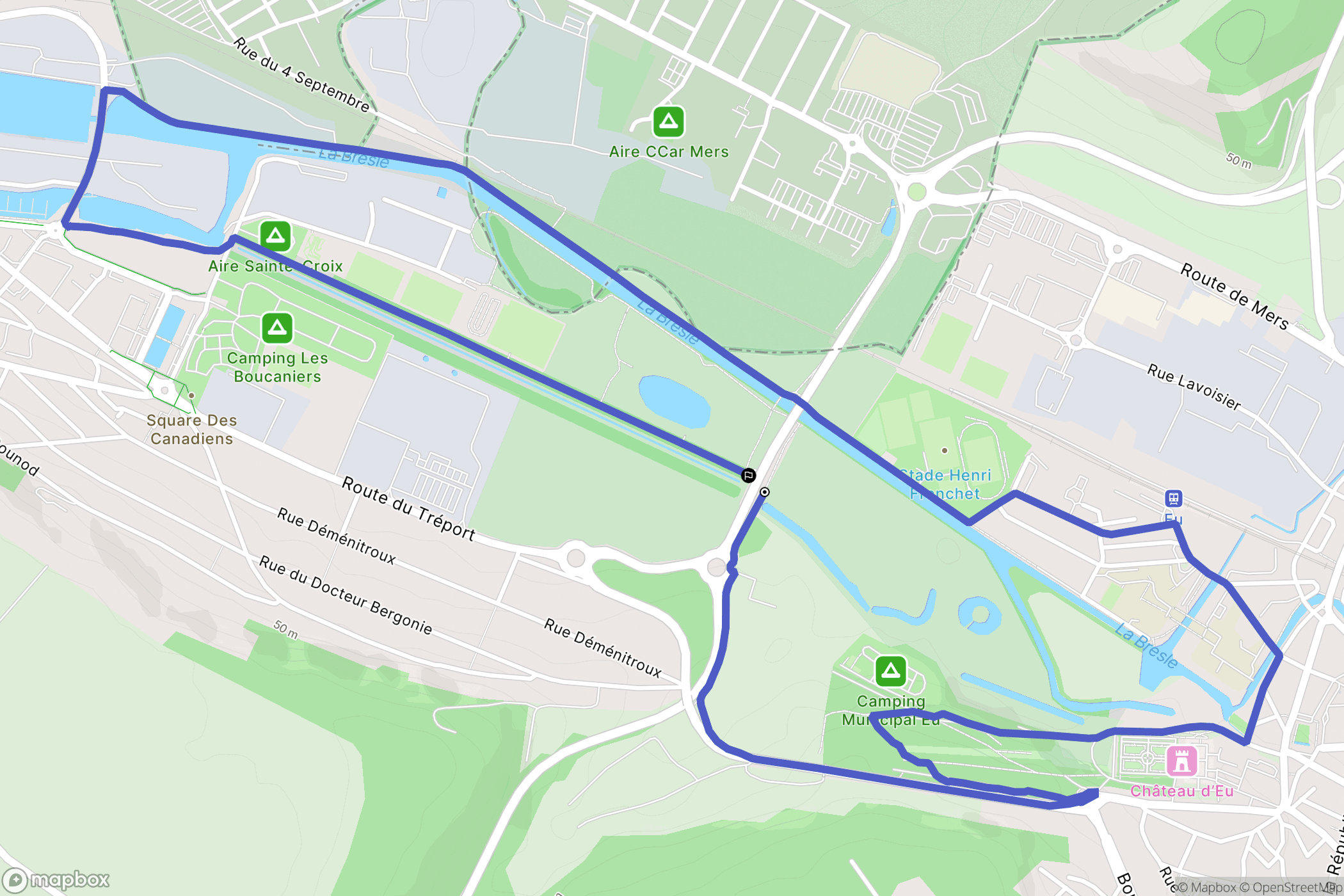 Eu : carte du parcours de randonnée - France