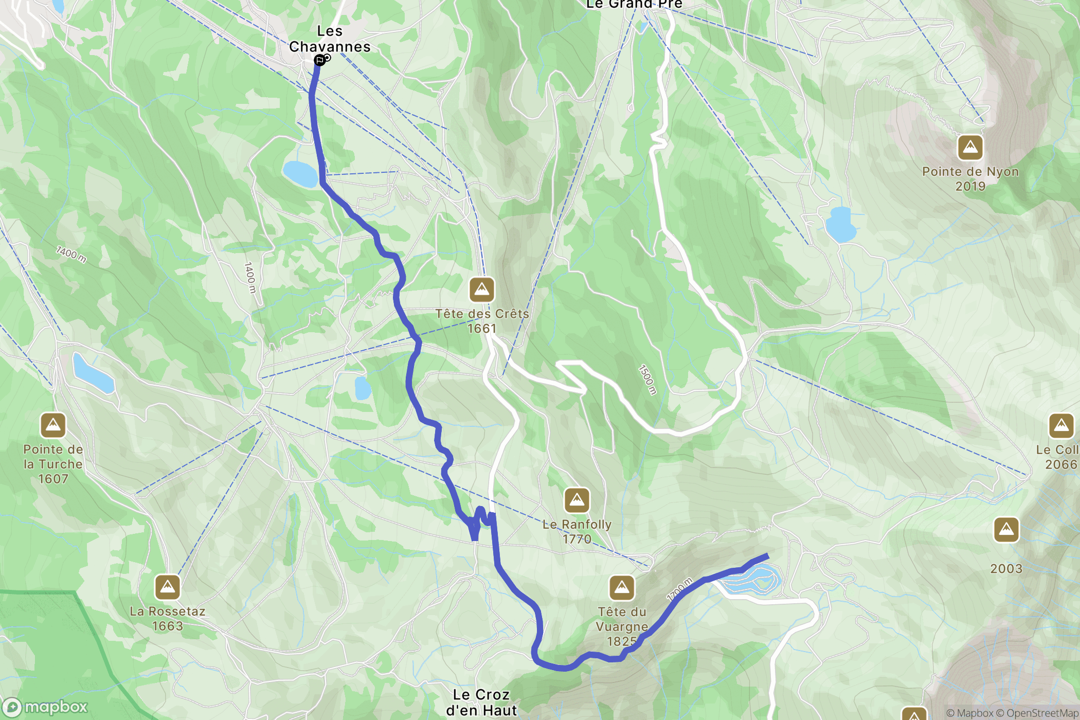 Les Gets : carte du parcours de randonnée - France
