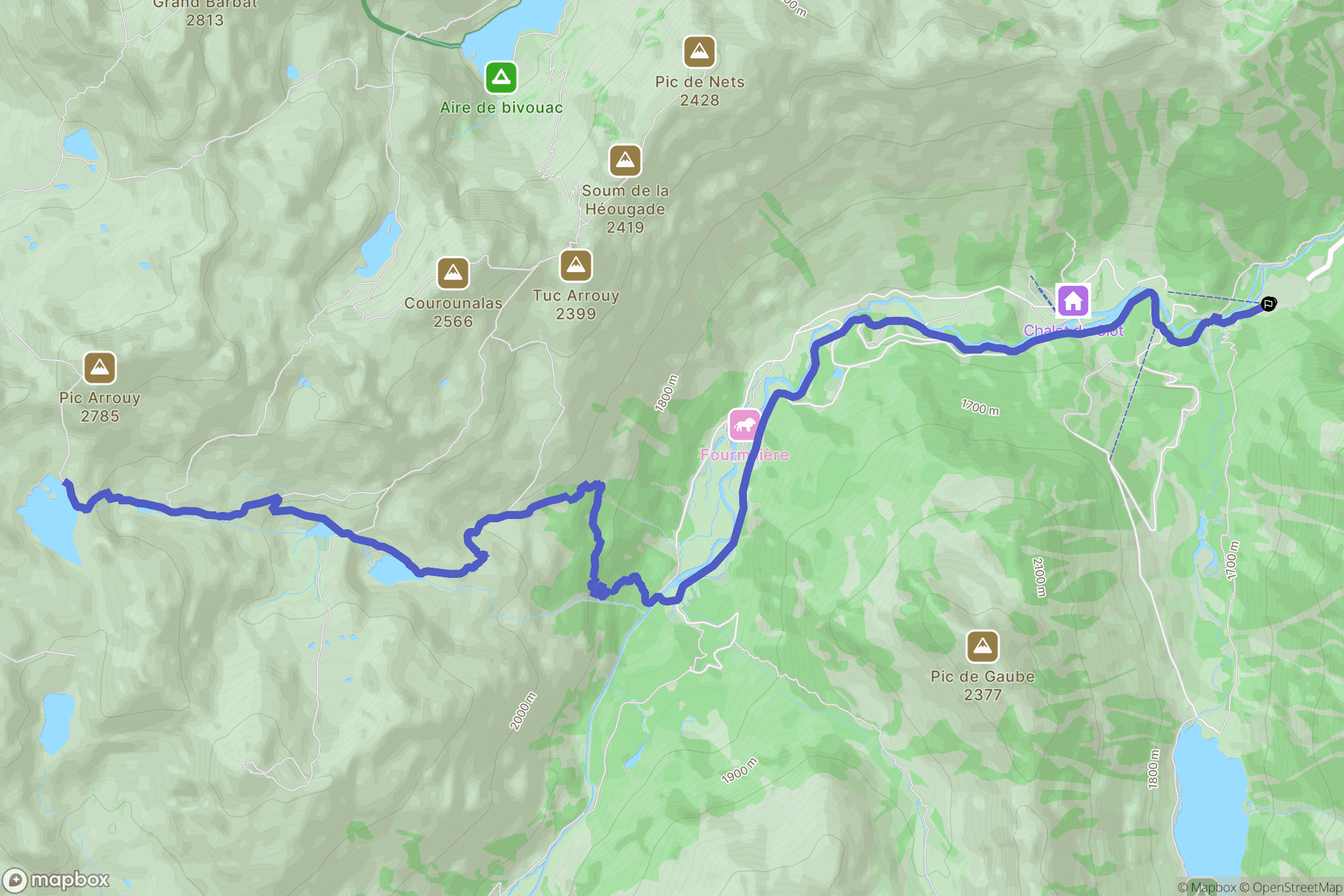 Cauterets : carte du parcours de randonnée - France