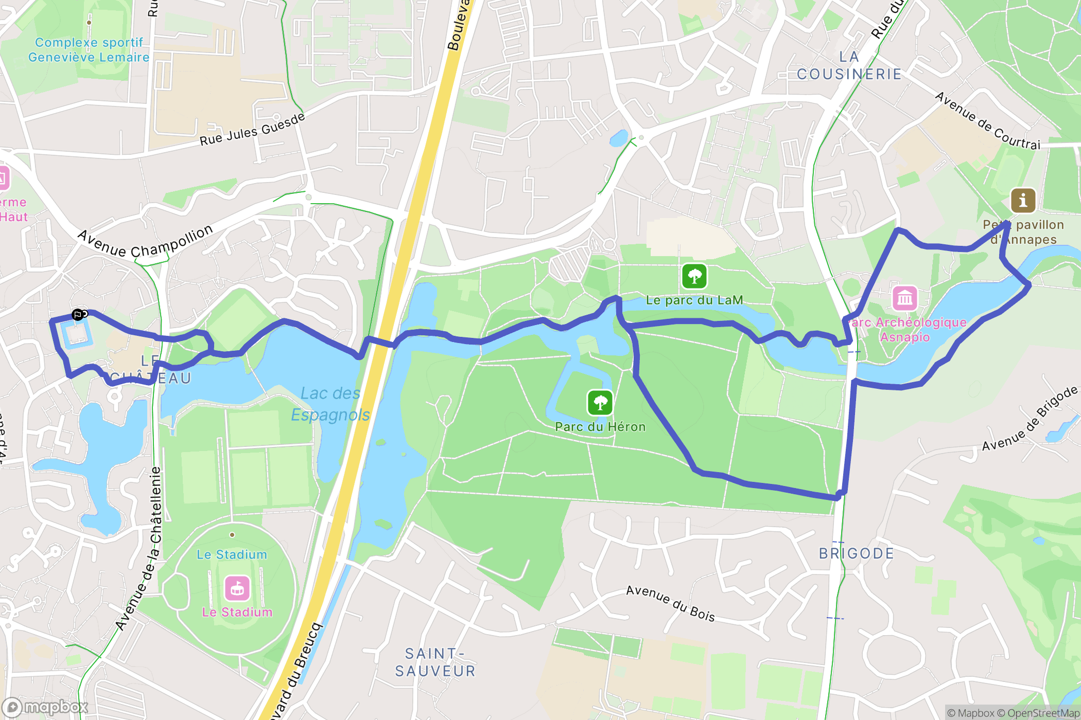 Villeneuve-d'Ascq : carte du parcours de randonnée - France