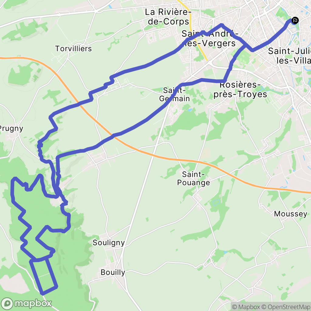 Troyes : carte du parcours de randonnée - France