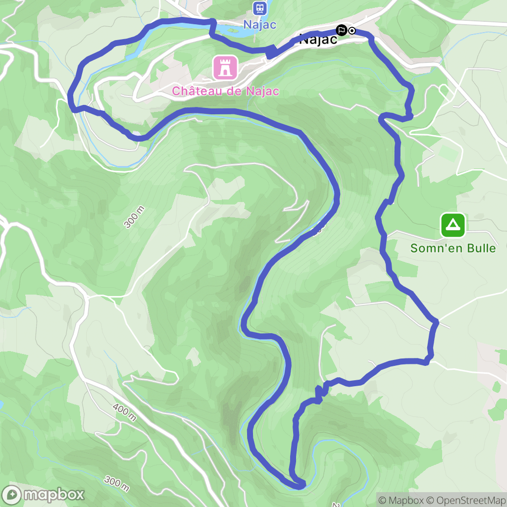 Najac : carte du parcours de randonnée - France