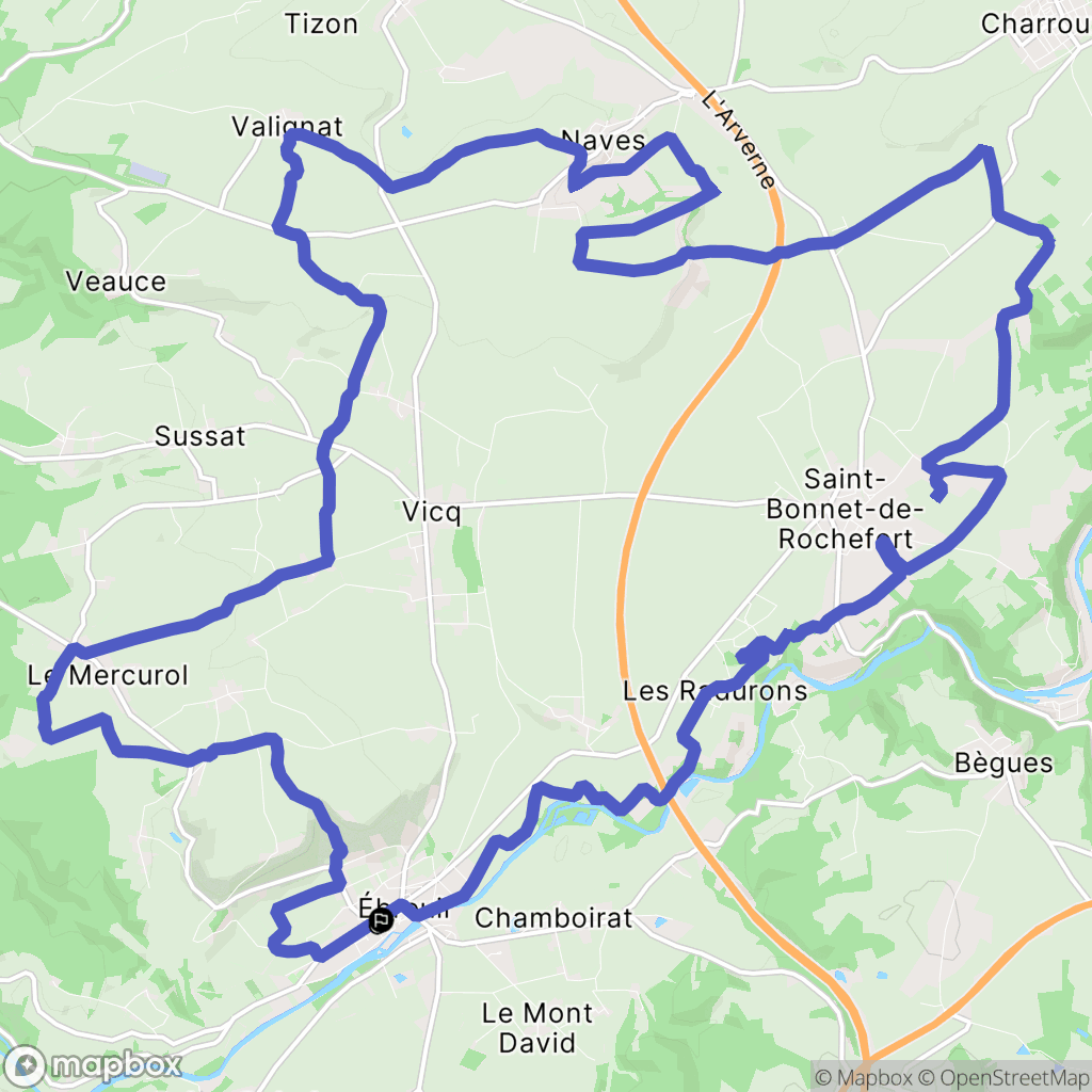 Ébreuil : carte du parcours de randonnée - France