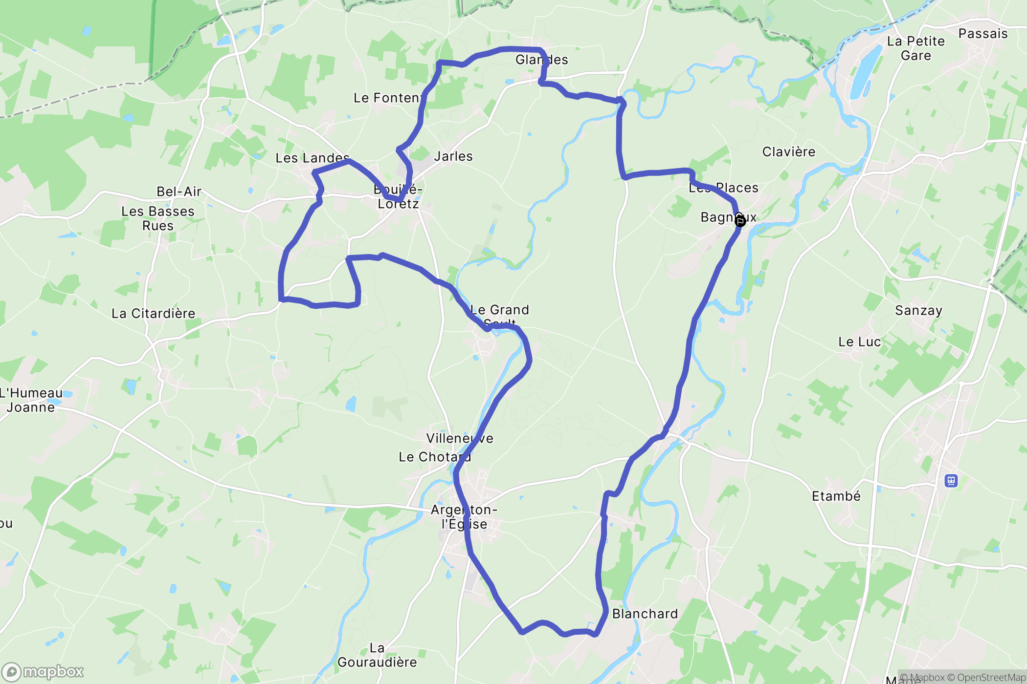 Loretz-d'Argenton : carte du parcours de randonnée - France