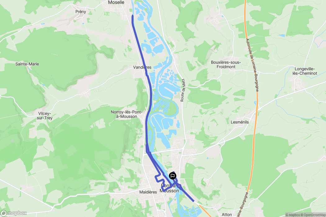 Pont-à-Mousson : carte du parcours de randonnée - France