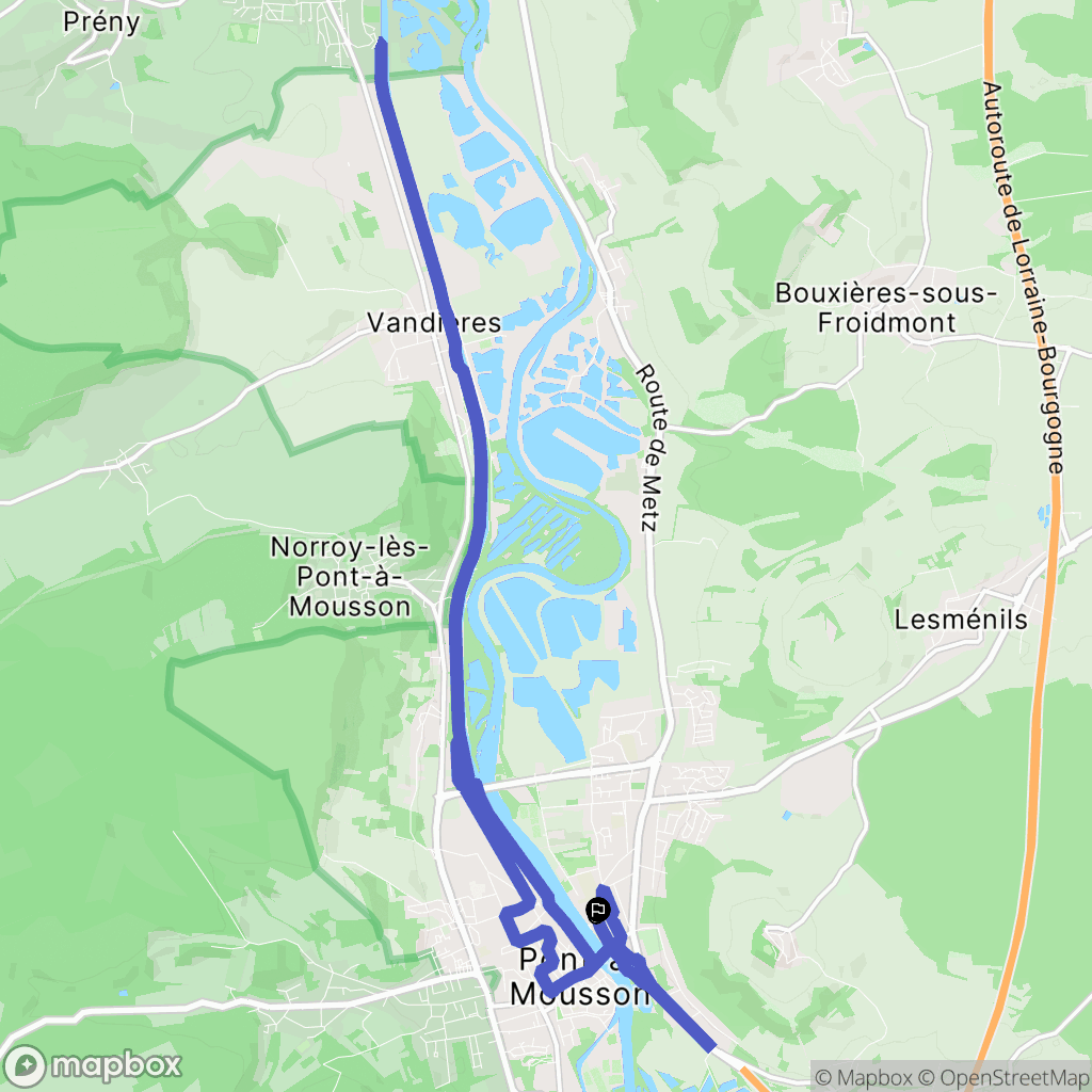 Pont-à-Mousson : carte du parcours de randonnée - France