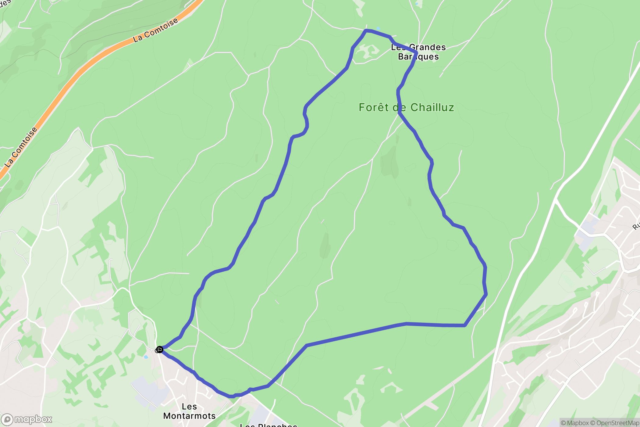 Besançon : carte du parcours de randonnée - France