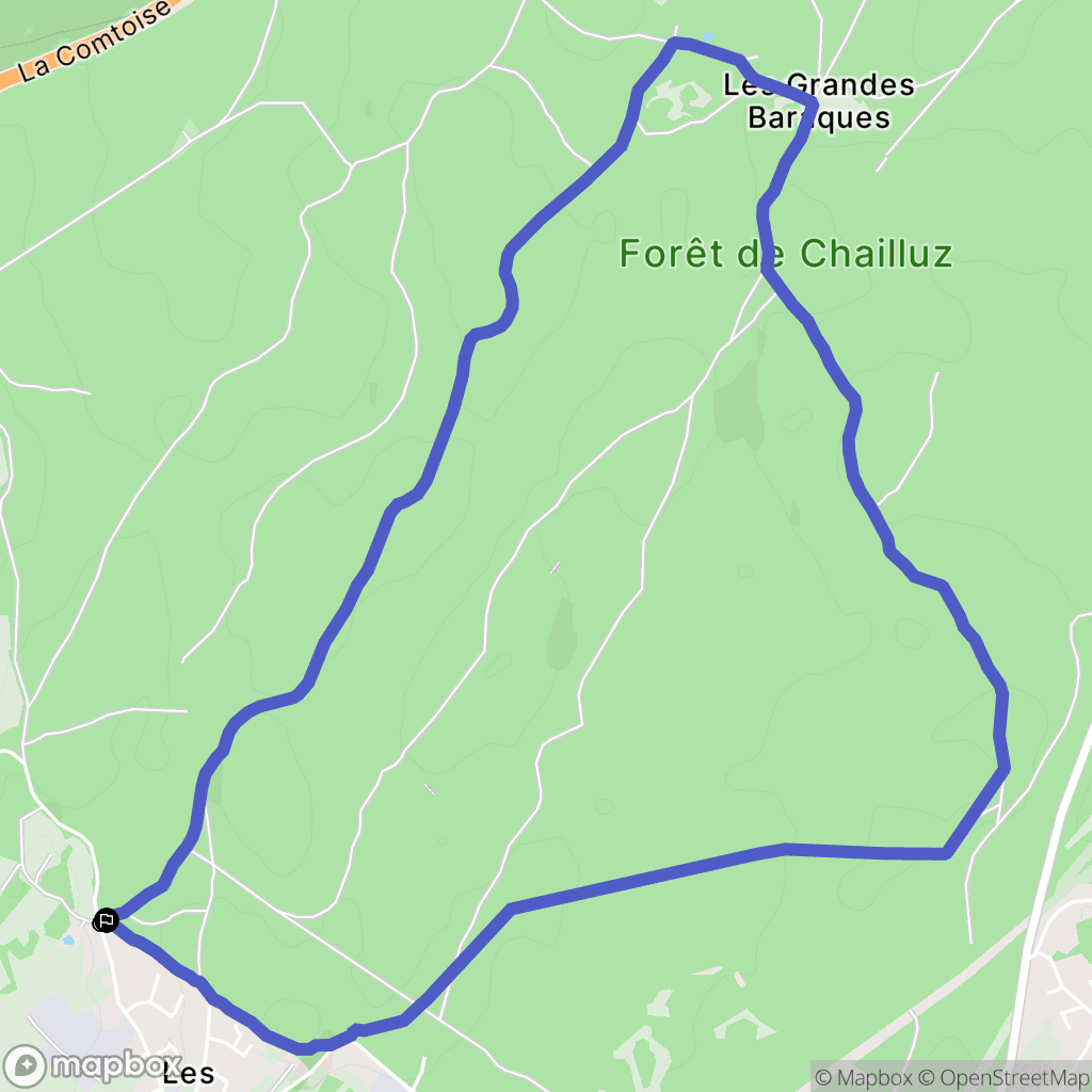 Besançon : carte du parcours de randonnée - France