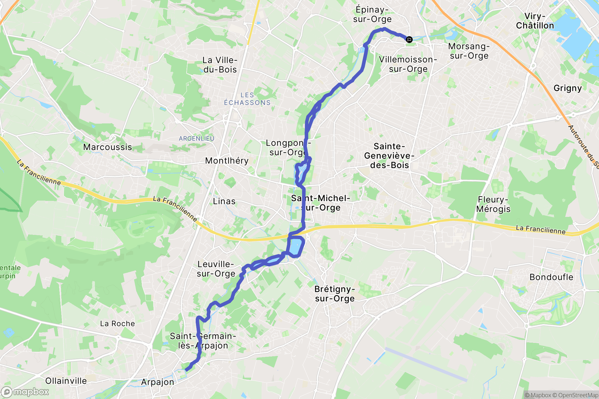 Villemoisson-sur-Orge : carte du parcours de randonnée - France