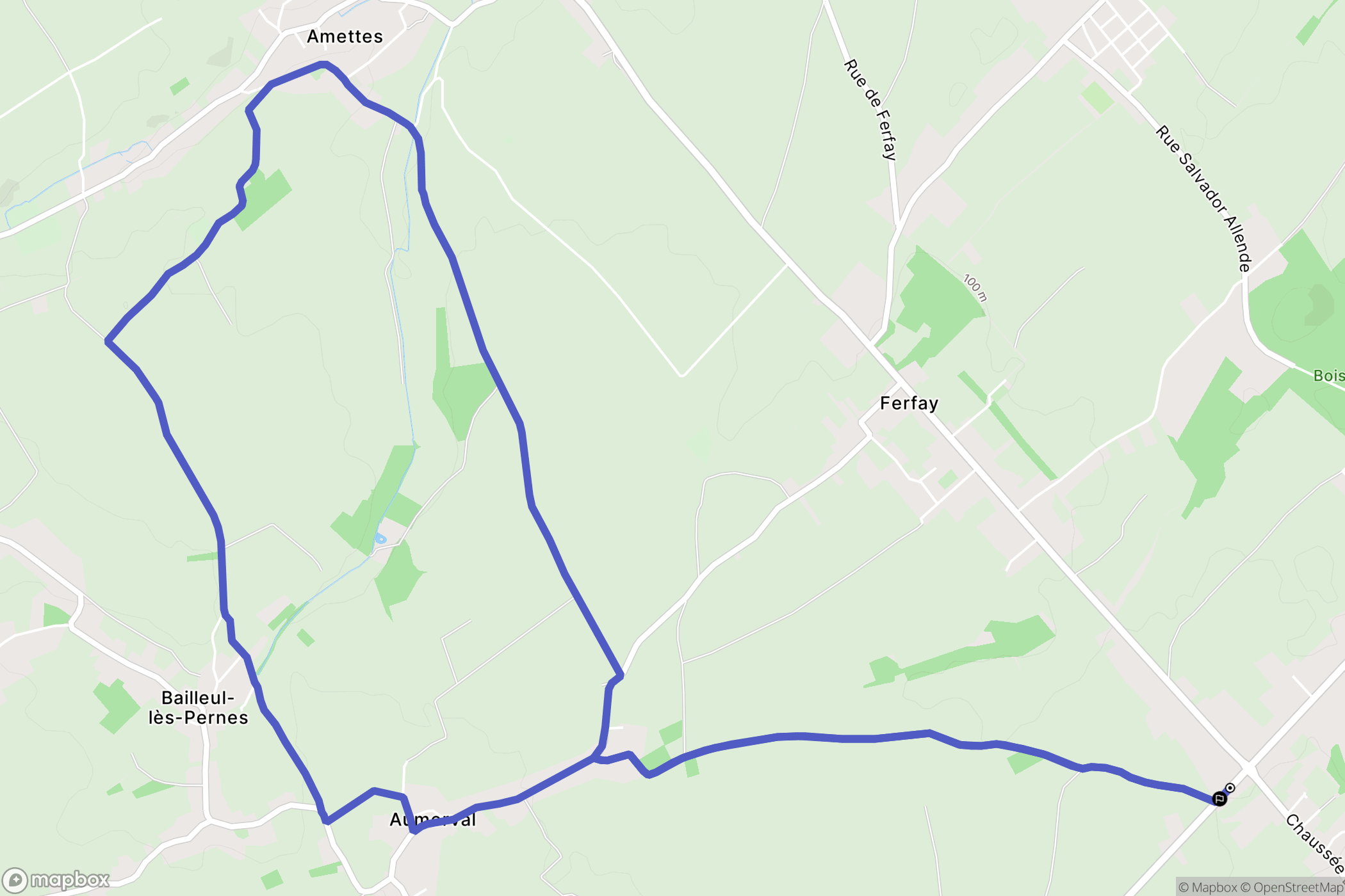 Cauchy-à-la-Tour : carte du parcours de randonnée - France