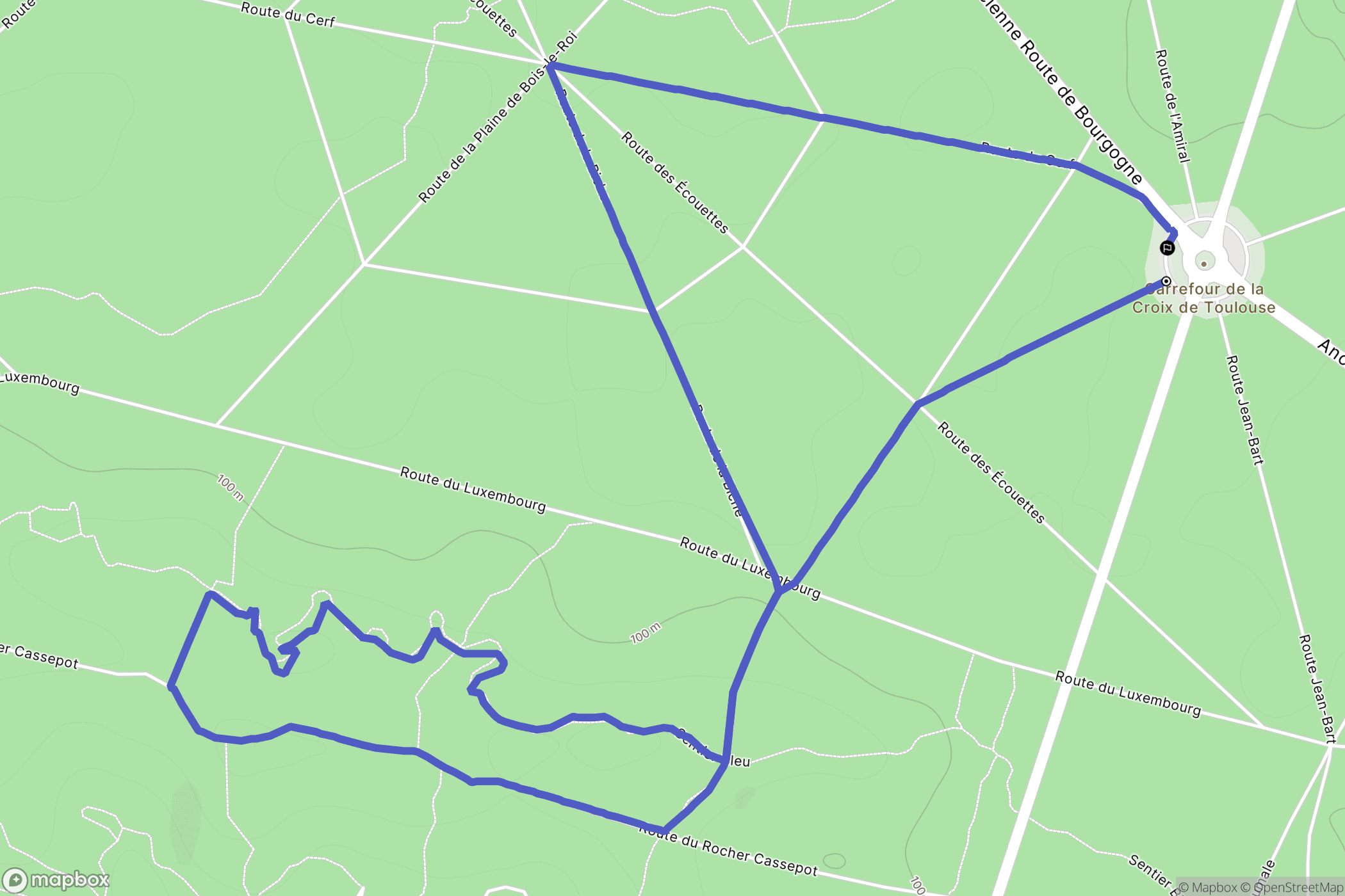 Fontainebleau : carte du parcours de randonnée - France