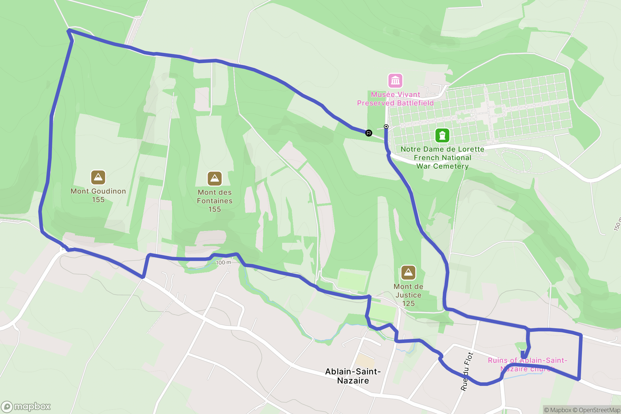 Ablain-Saint-Nazaire : carte du parcours de randonnée - France