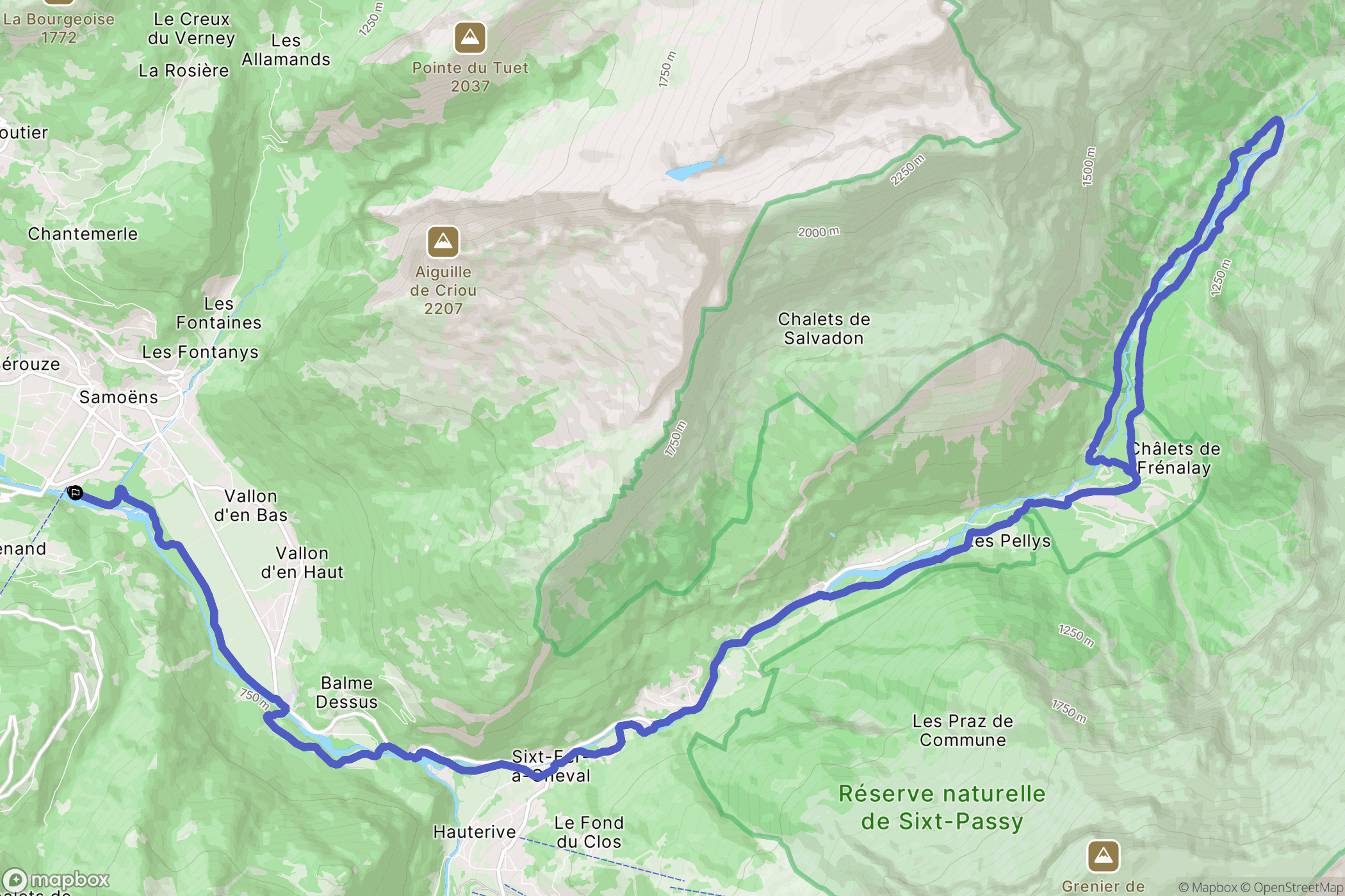 Samoëns : carte du parcours de randonnée - France