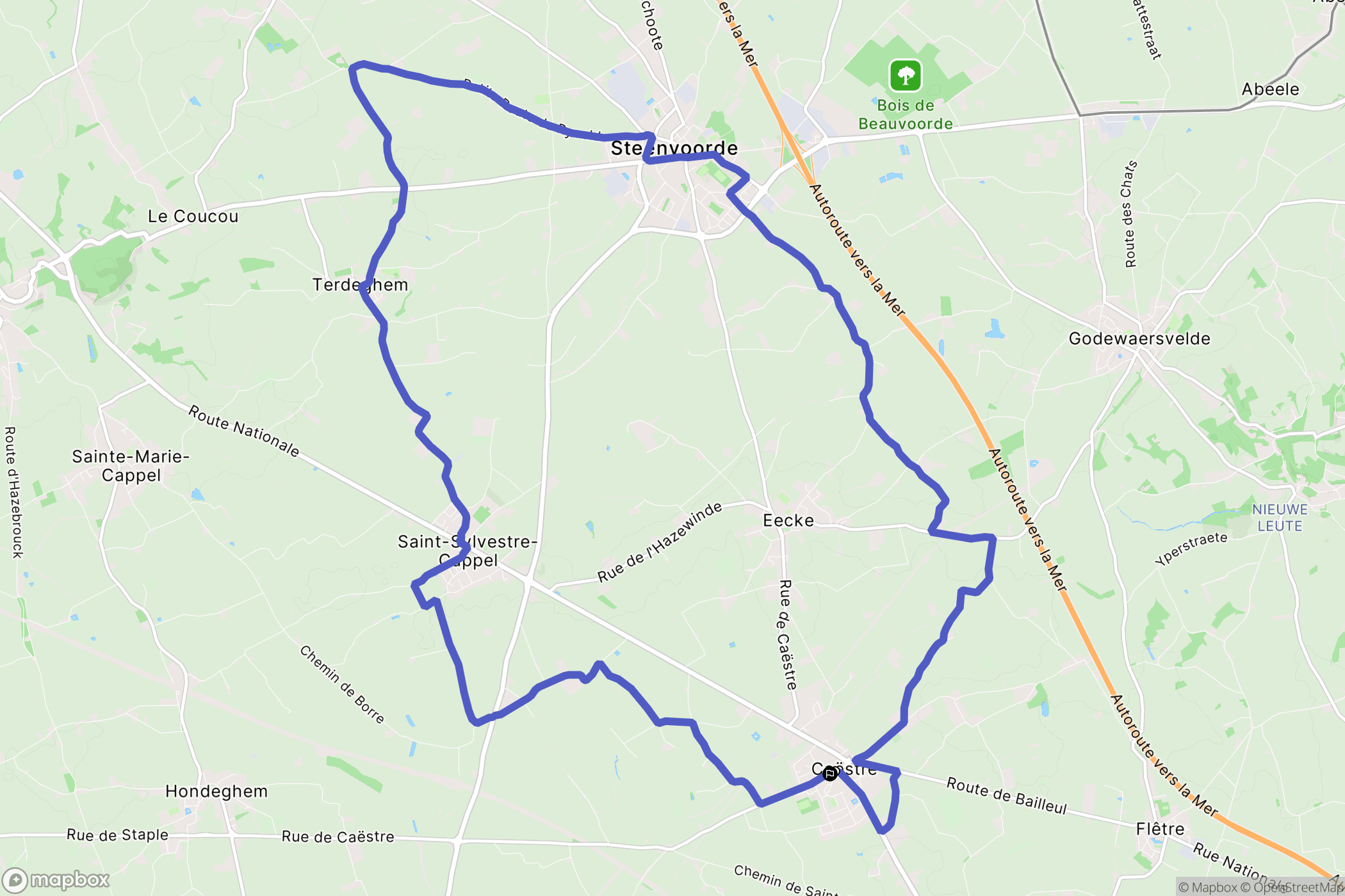 Caëstre : carte du parcours de randonnée - France