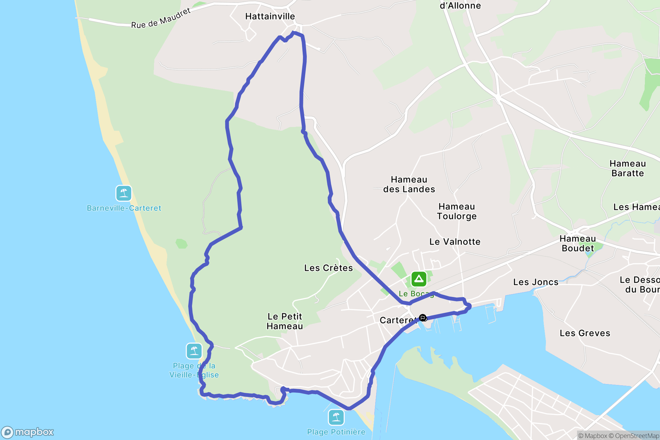 Barneville-Carteret : carte du parcours de randonnée - France