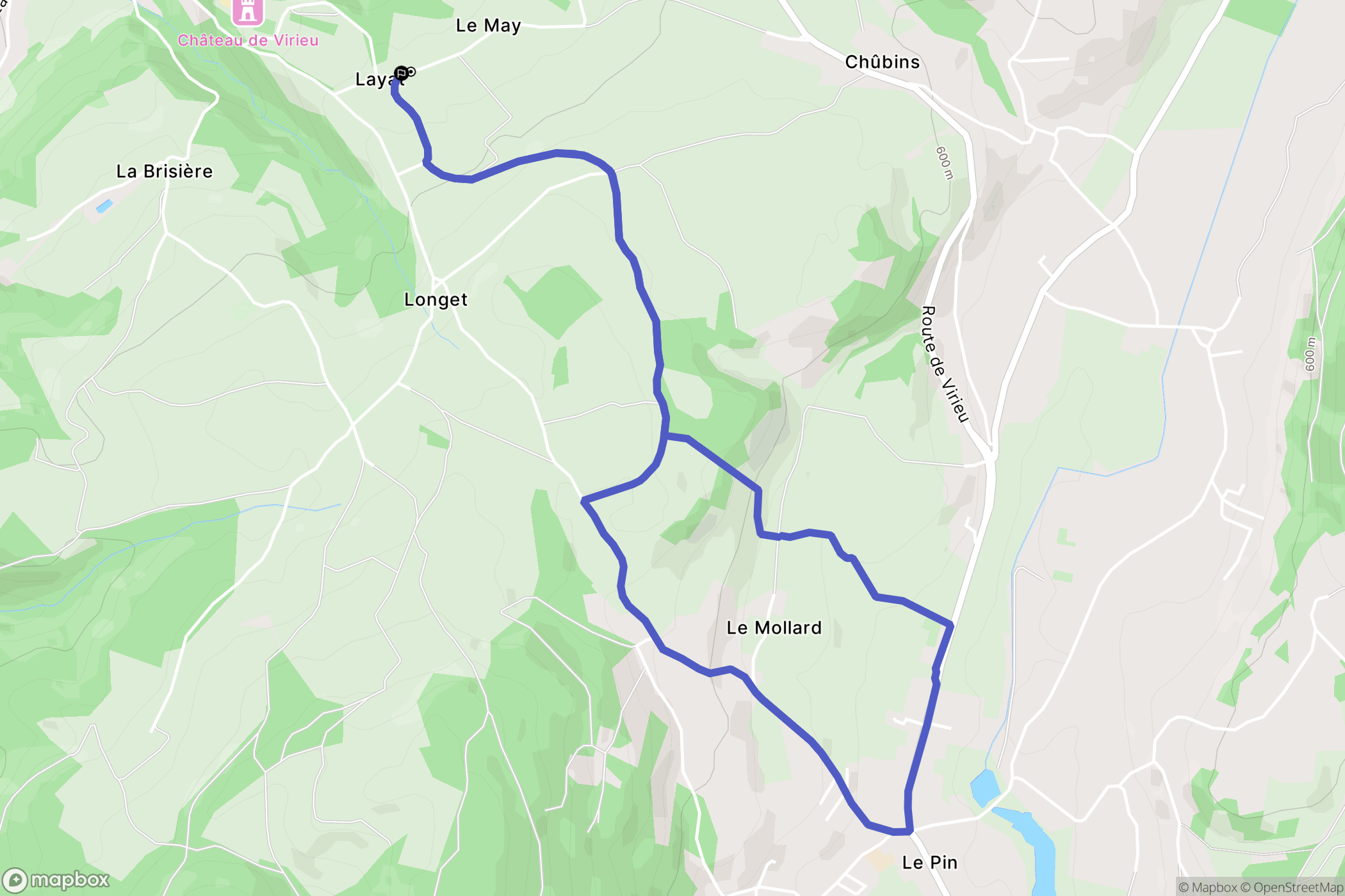 Val-de-Virieu : carte du parcours de randonnée - France