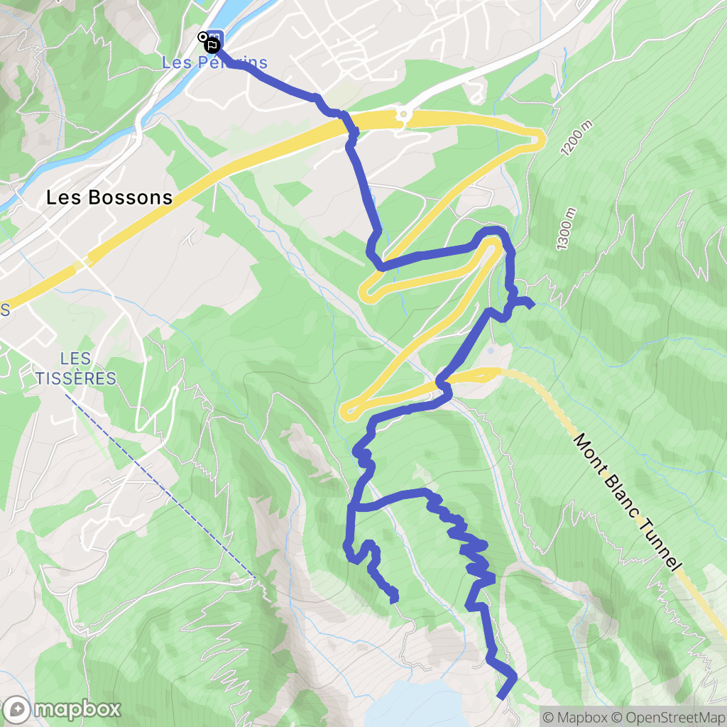 Chamonix-Mont-Blanc : carte du parcours de randonnée - France