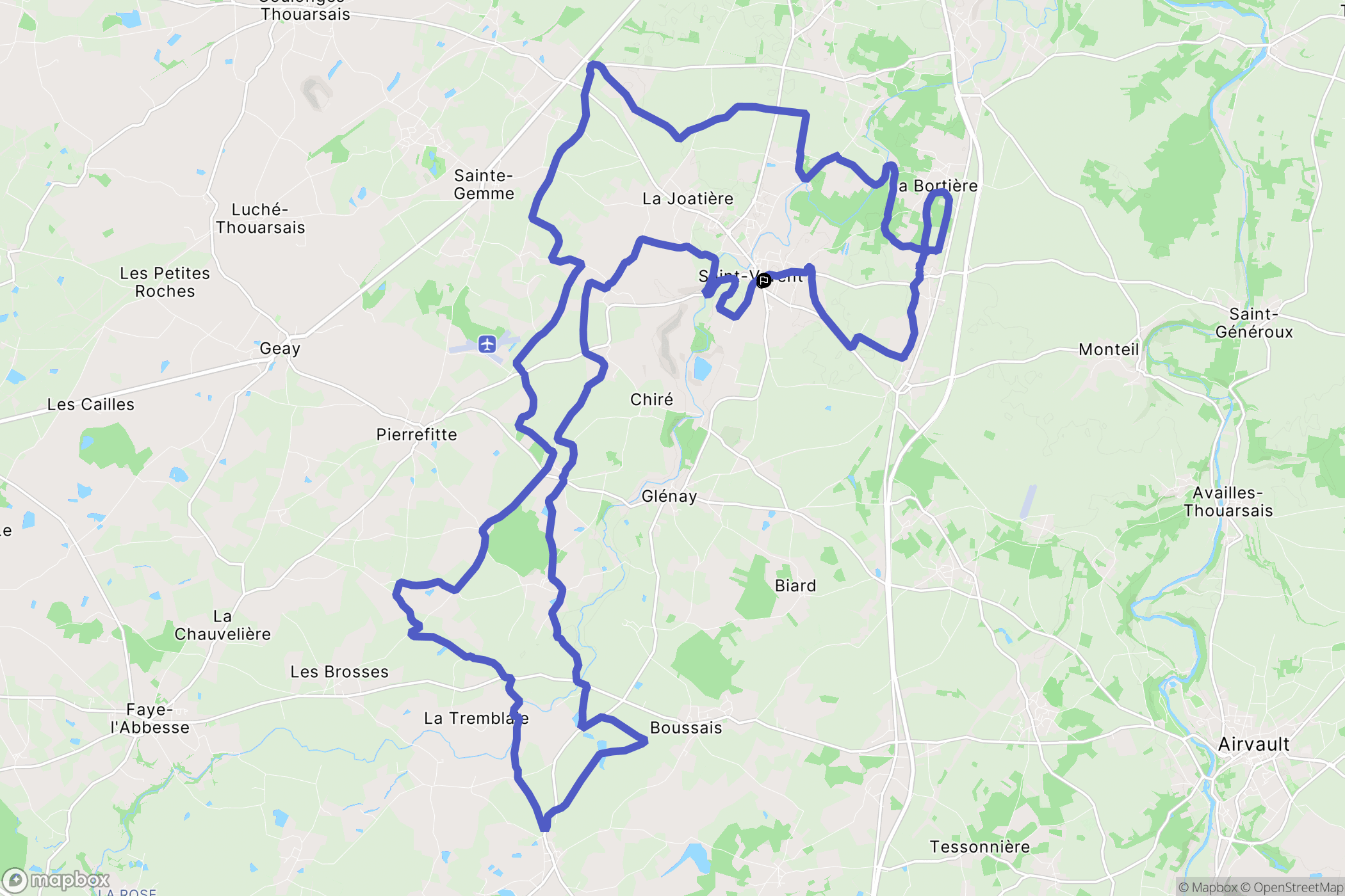 Saint-Varent : carte du parcours de randonnée - France