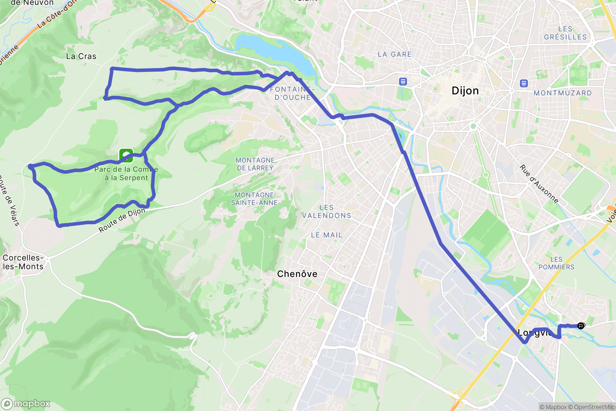 Longvic : carte du parcours de randonnée - France
