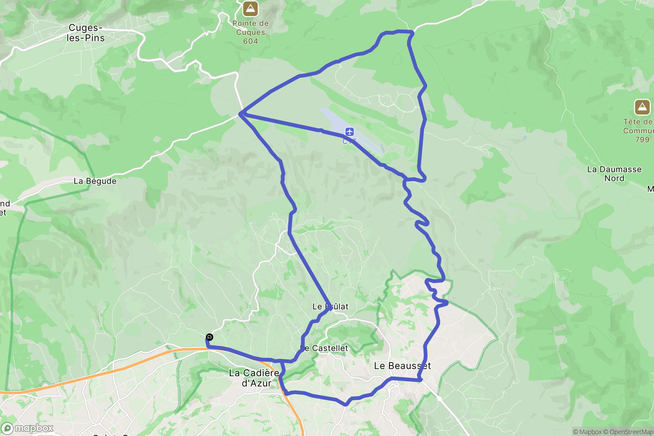 La Cadière-d'Azur : carte du parcours de randonnée - France