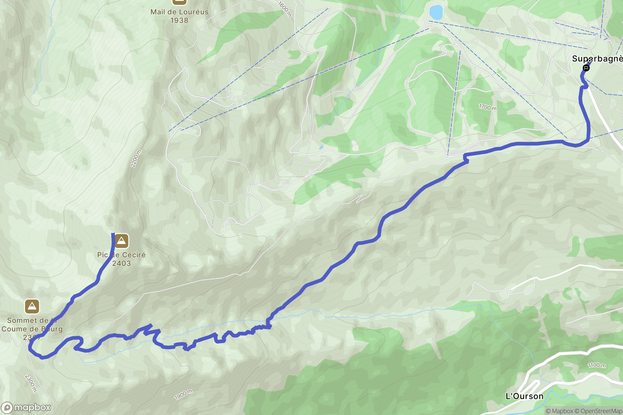 Saint-Aventin : carte du parcours de randonnée - France
