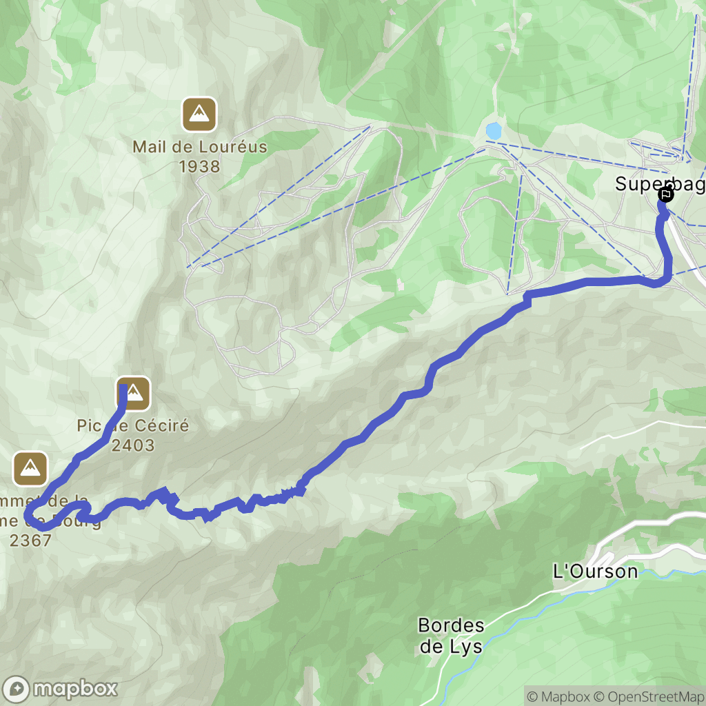 Saint-Aventin : carte du parcours de randonnée - France
