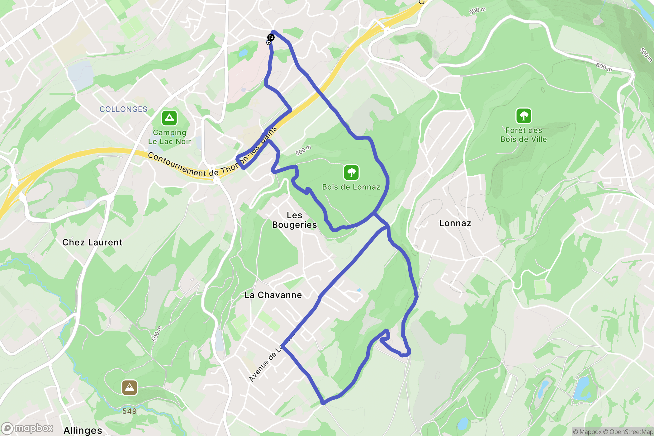 Thonon-les-Bains : carte du parcours de randonnée - France