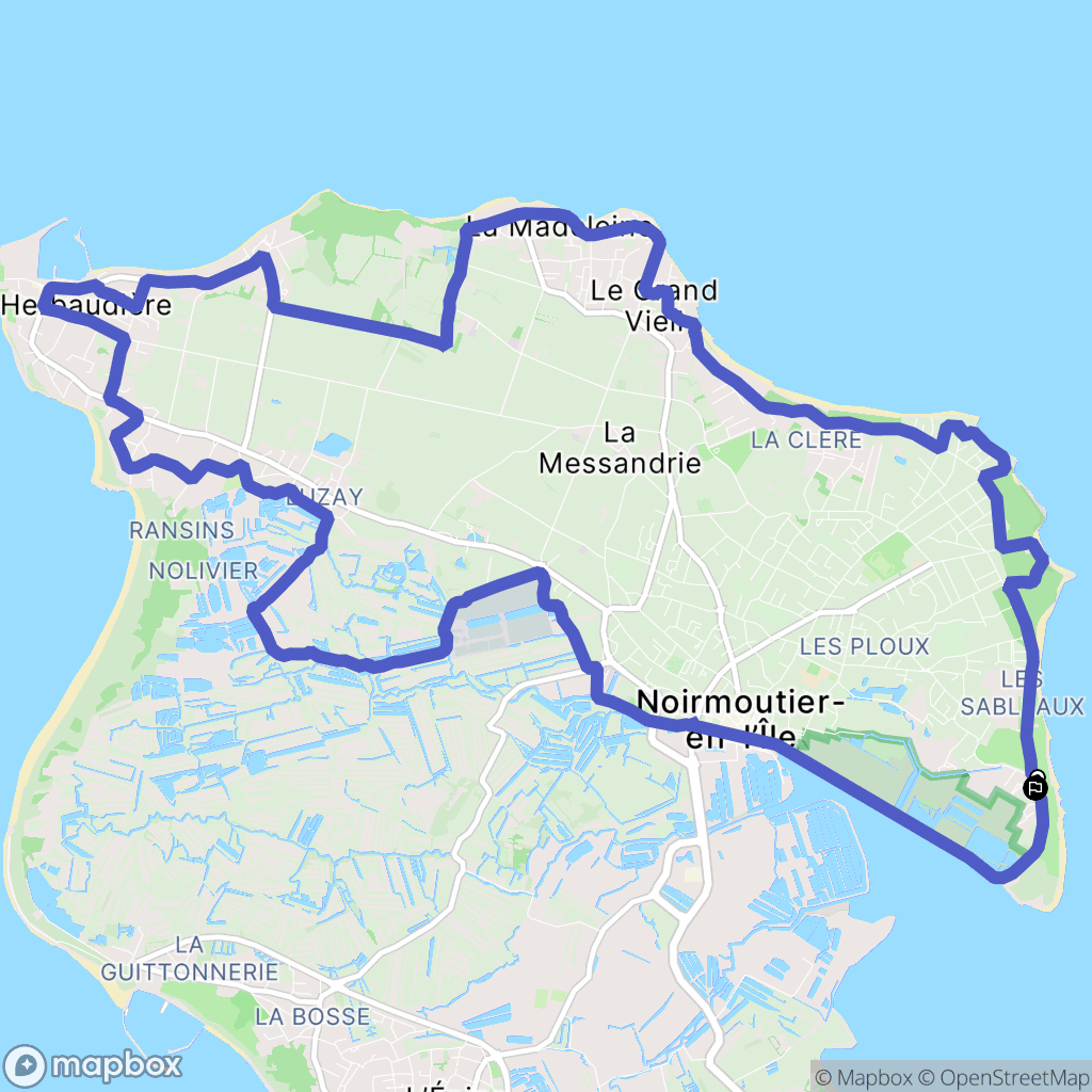 Noirmoutier : carte du parcours de randonnée - France