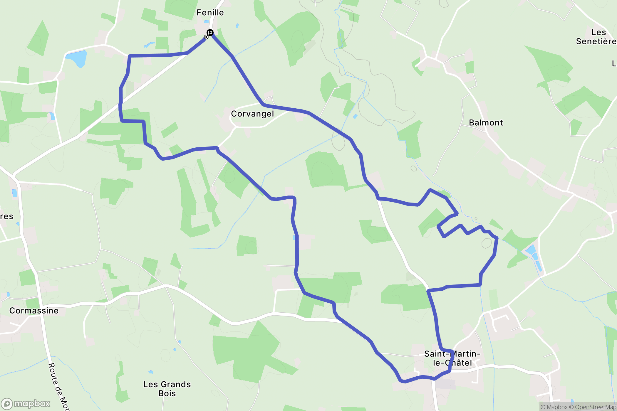 Saint-Martin-le-Châtel : carte du parcours de randonnée - France