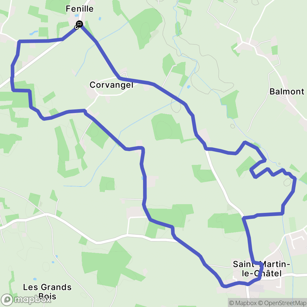 Saint-Martin-le-Châtel : carte du parcours de randonnée - France
