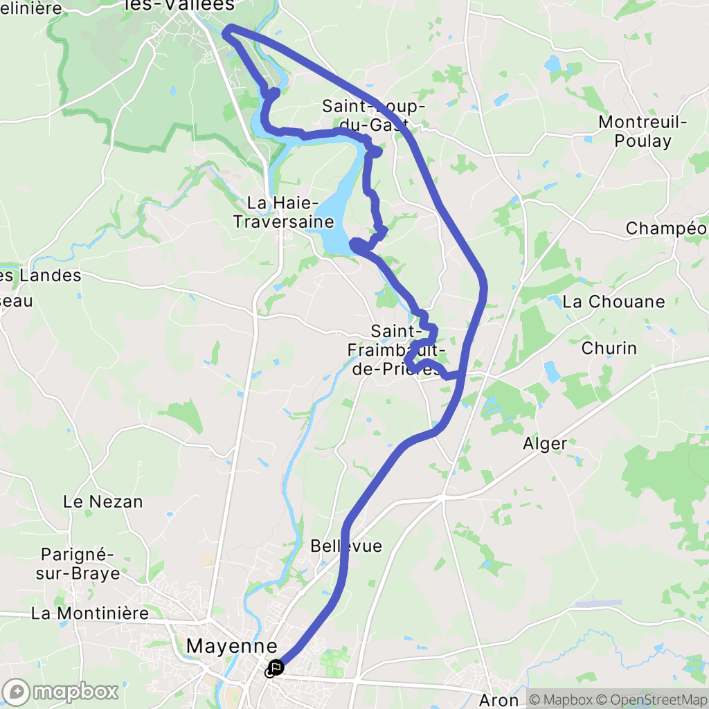 Mayenne : carte du parcours de randonnée - France
