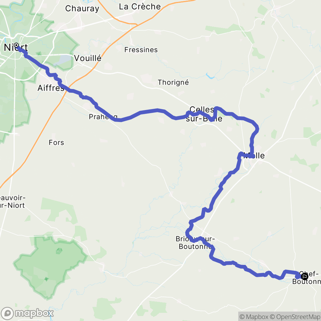 Niort : carte du parcours de randonnée - France
